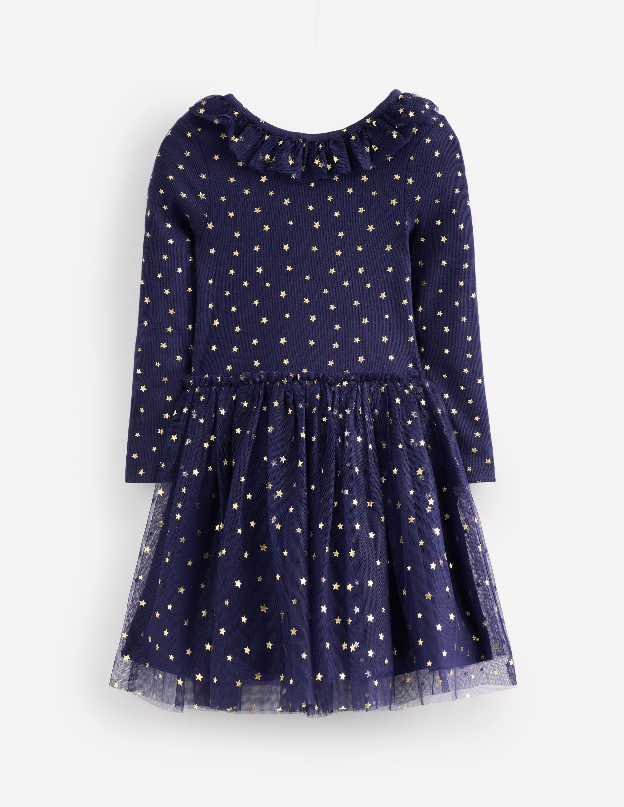 Rose Twirly Tulle Dress-College Navy Gold Stars - Image 1