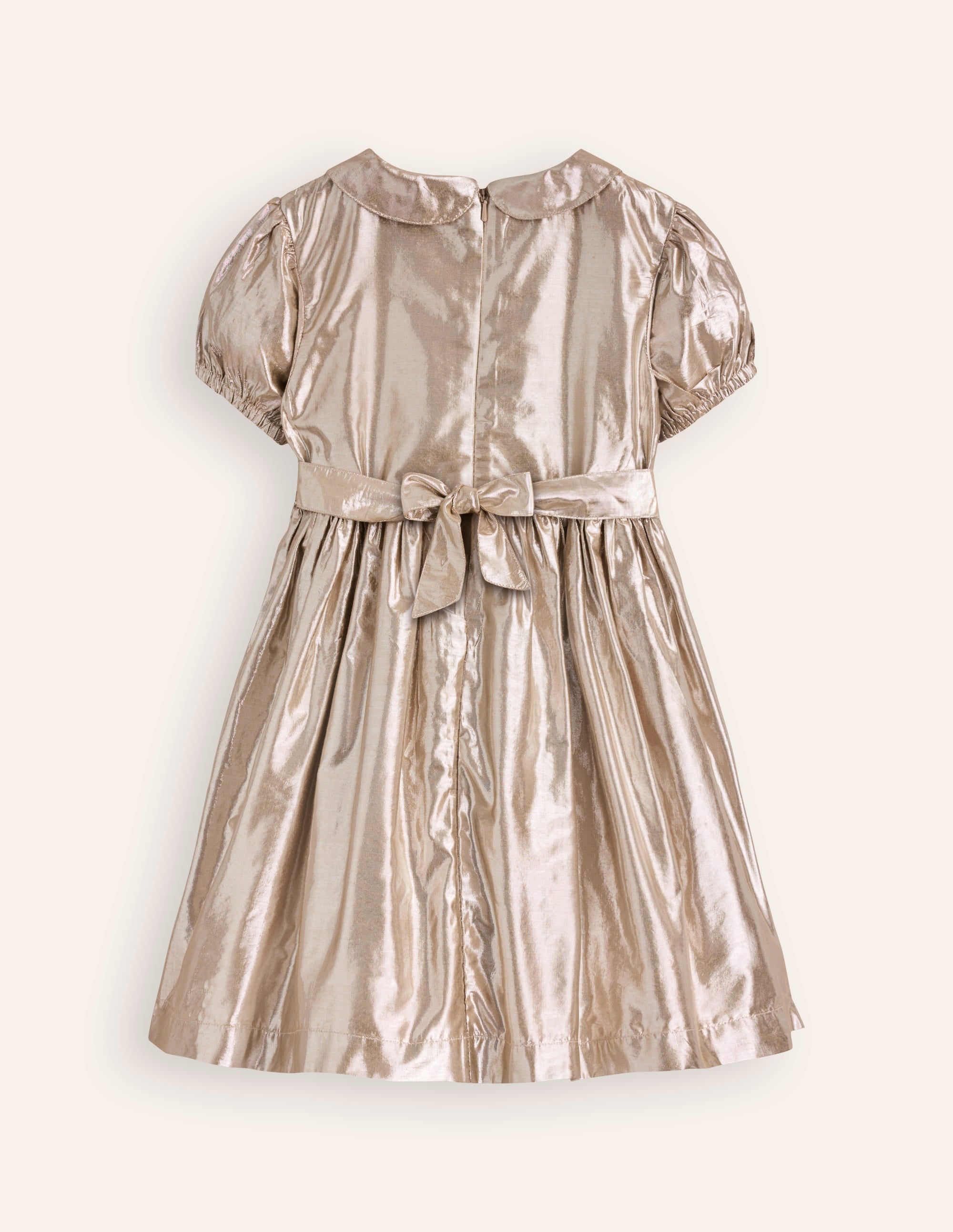Metallic Smocked Party Dress-Gold - Image 2