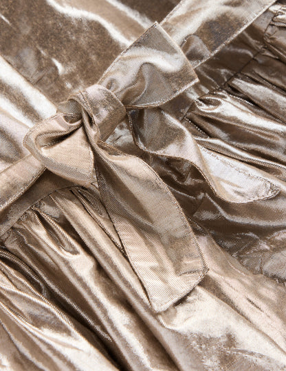 Metallic Smocked Party Dress-Gold