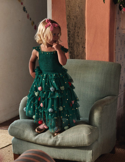 Maude Ruffle Tulle Dress-Jewel Green Christmas Tree