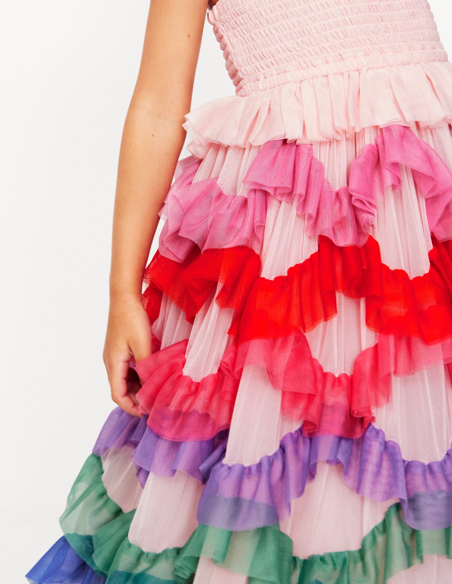 Maude Ruffle Tulle Dress-Multi Rainbow