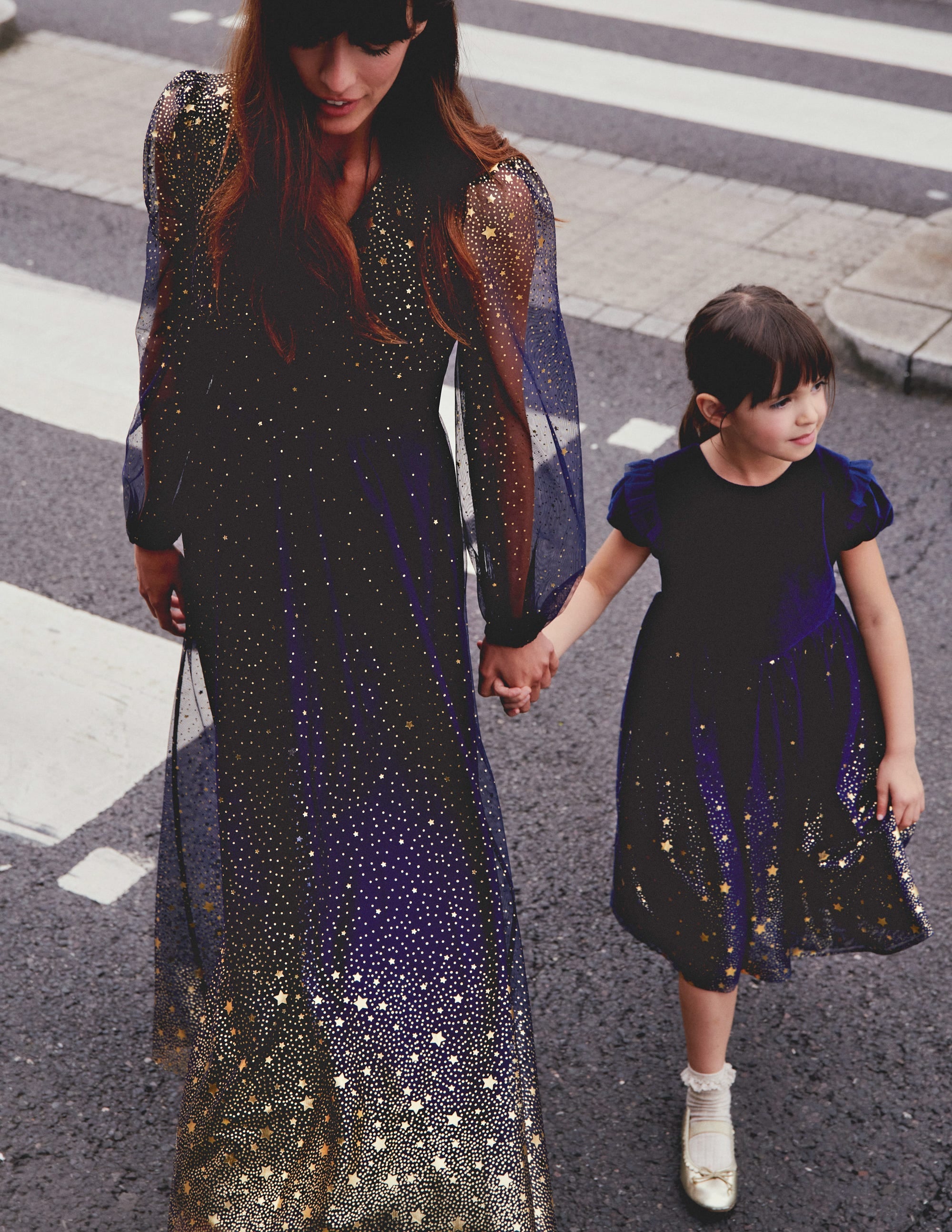 Esther Metallic Party Dress-College Navy - Image 4