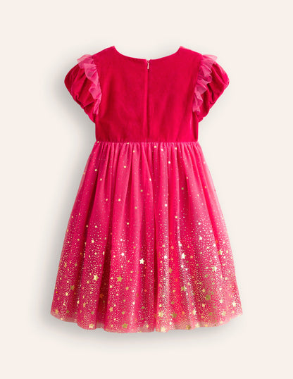 Esther Metallic Party Dress-Rose Pink