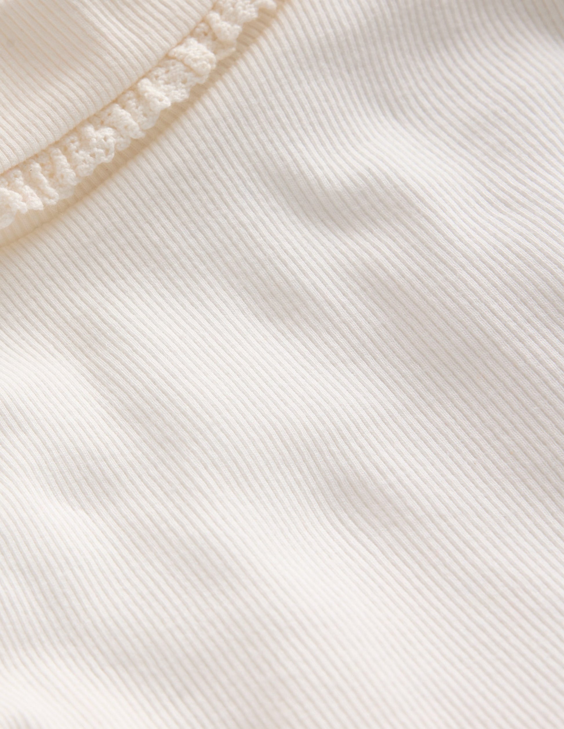 Ribbed Lace Trim Roll Neck-Ivory-3