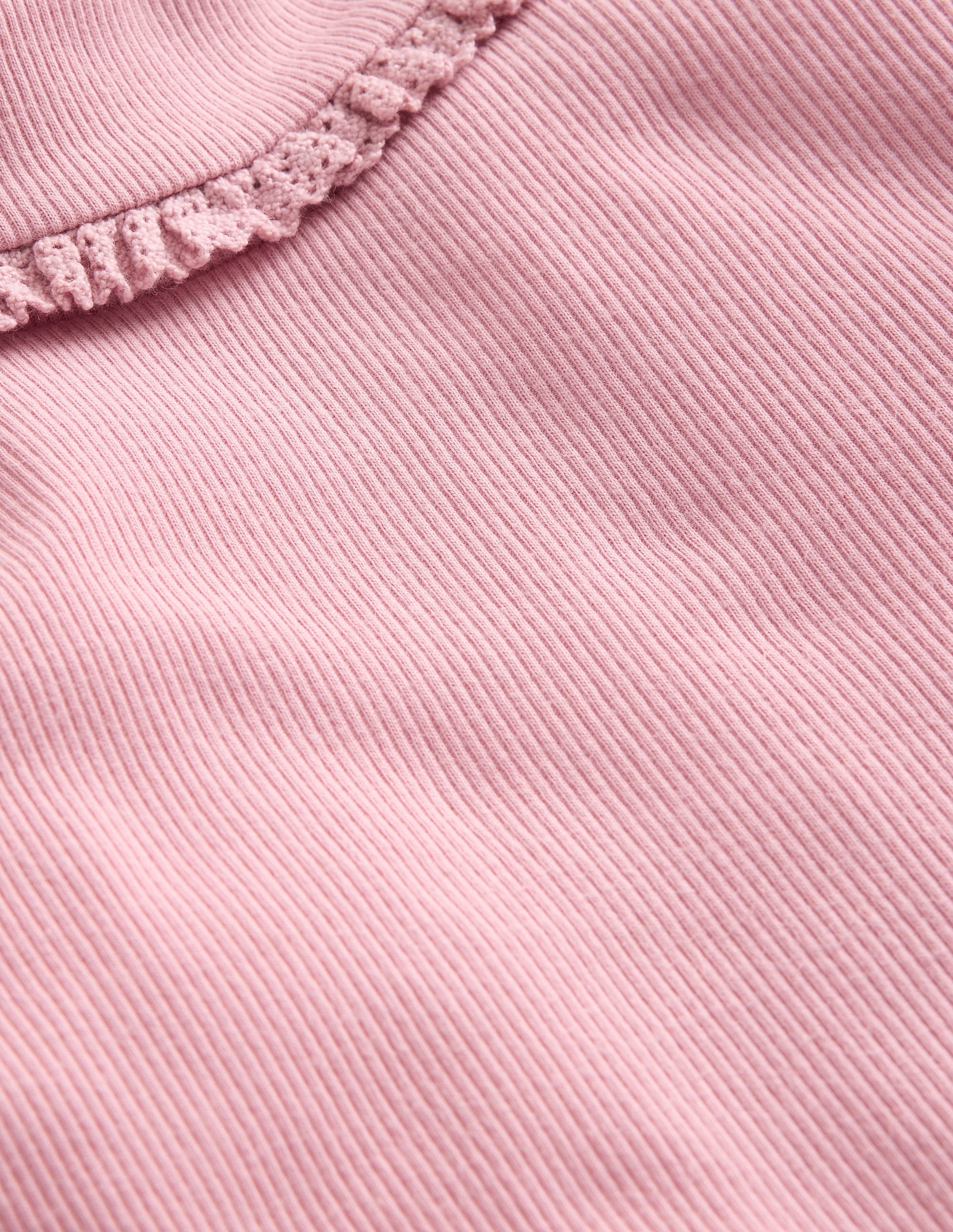 Ribbed Lace Trim Roll Neck-Vintage Pink - Image 3