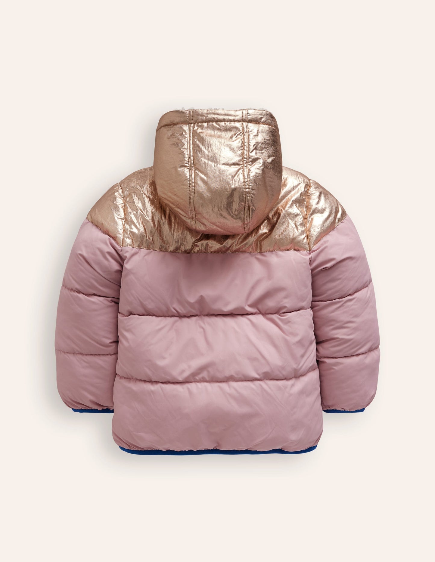 Reversible Cosy Borg Coat-Pink Metallic Colourblock