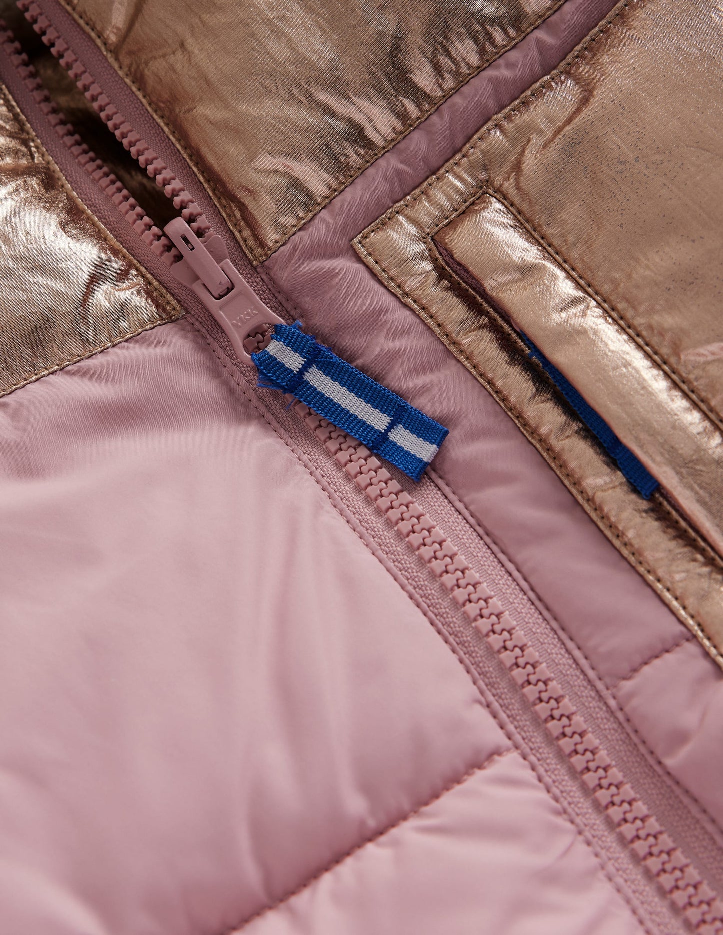 Reversible Cosy Borg Coat-Pink Metallic Colourblock
