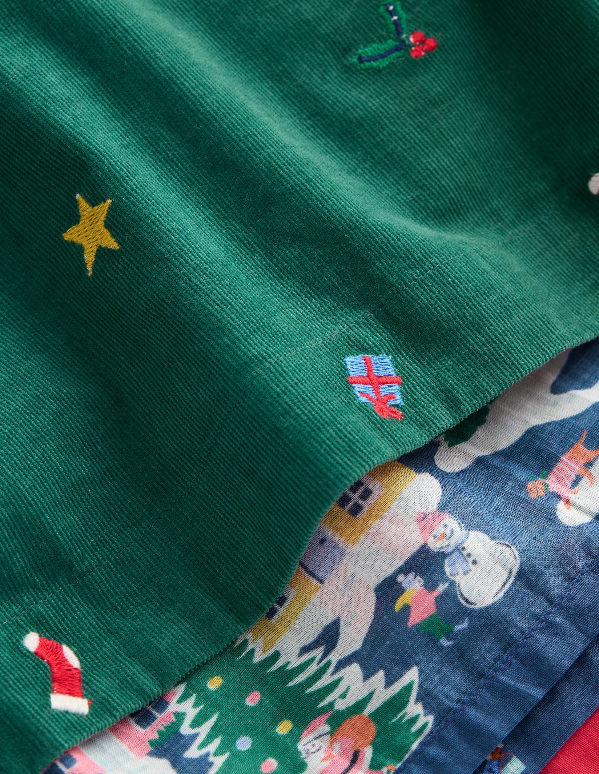 Peggy Cord Party Dress-Jewel Green Festive Embroidery-9