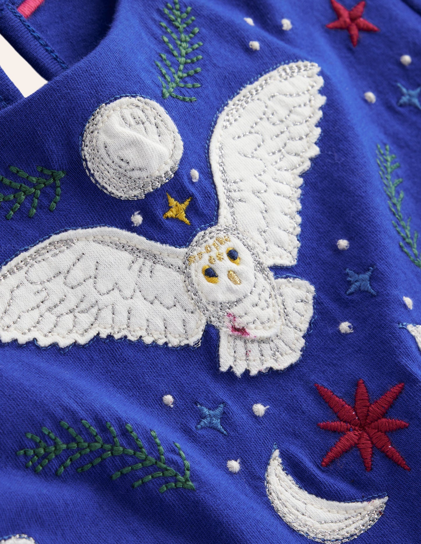 Nellie Appliqué Flare Dress-Sapphire Navy Owls