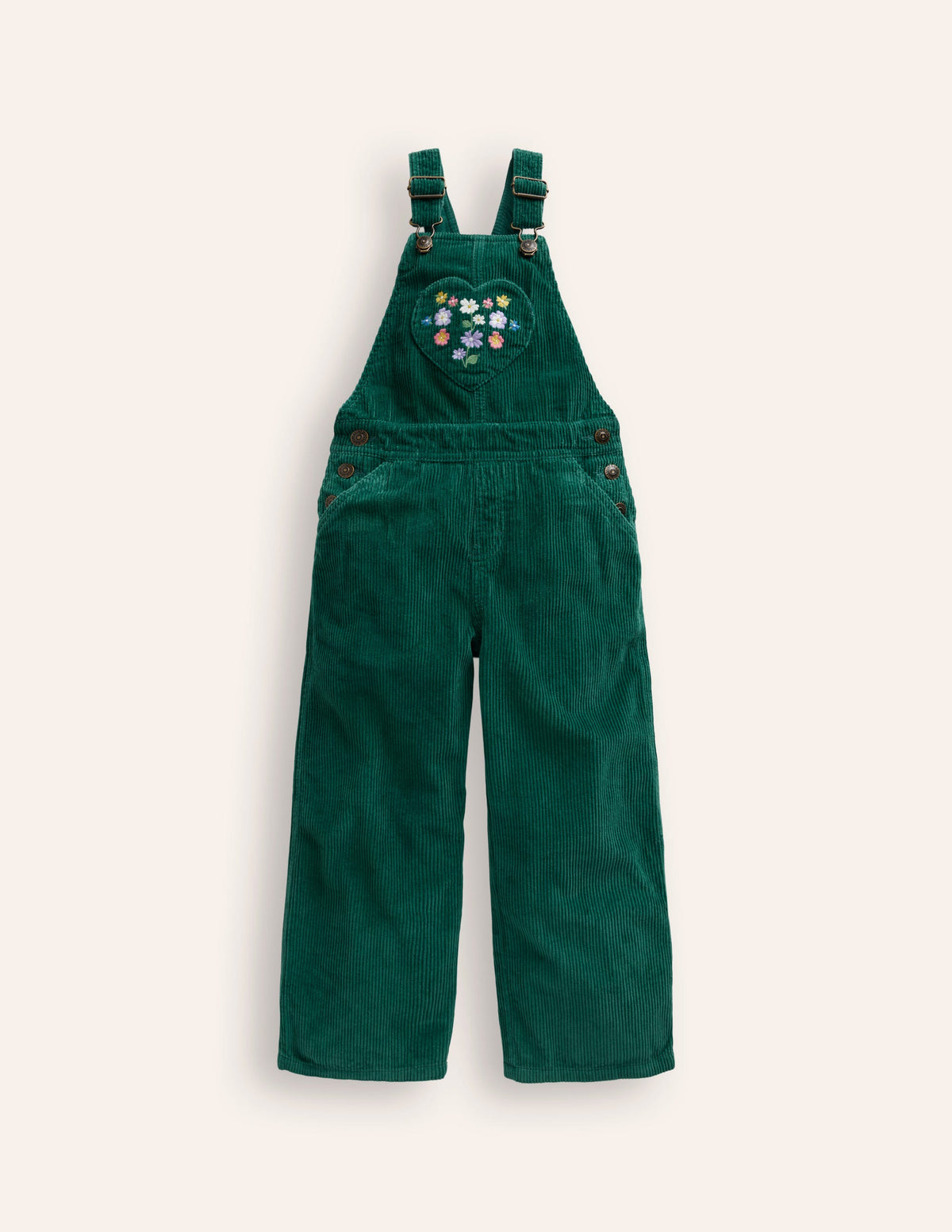 Straight Leg Dungaree-Jewel Green Heart - Image 1