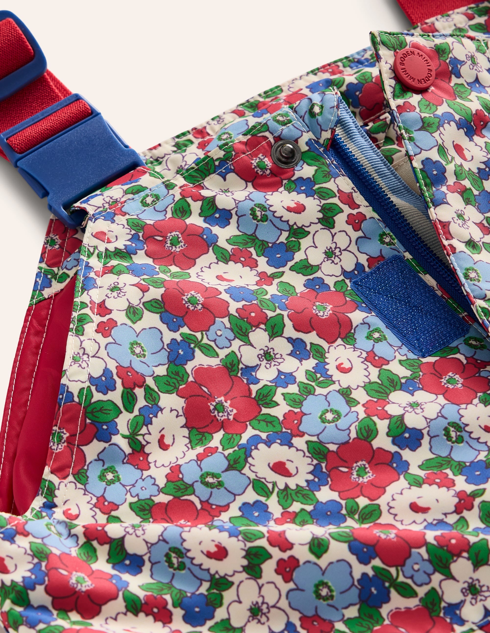 Salopette Waterproof Trousers-Glacier Blue Winter Floral - Image 3