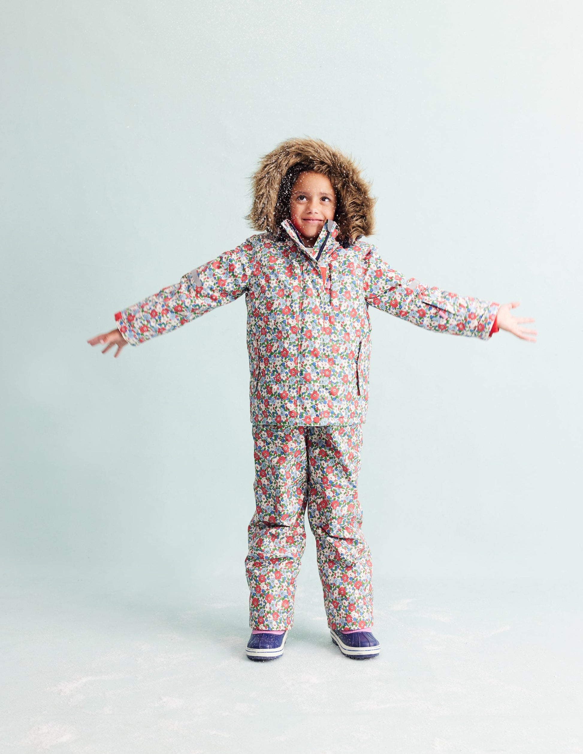 Salopette Waterproof Trousers-Glacier Blue Winter Floral-6