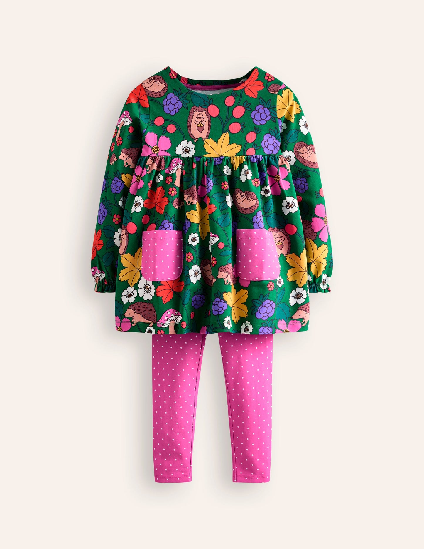 Print Tunic and Leggings Set -Highland Green Hedgehogs