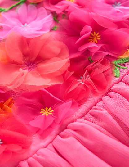 Appliqué Tulle Dress-Rose Petal Pink