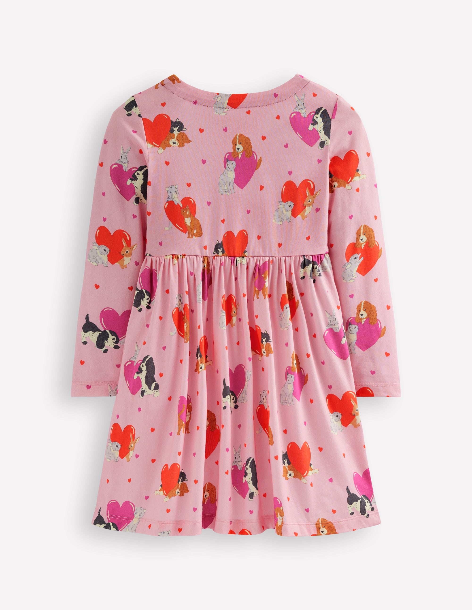 Long-Sleeved Fun Jersey Dress-Chalk Pink Valentines Pets - Image 2