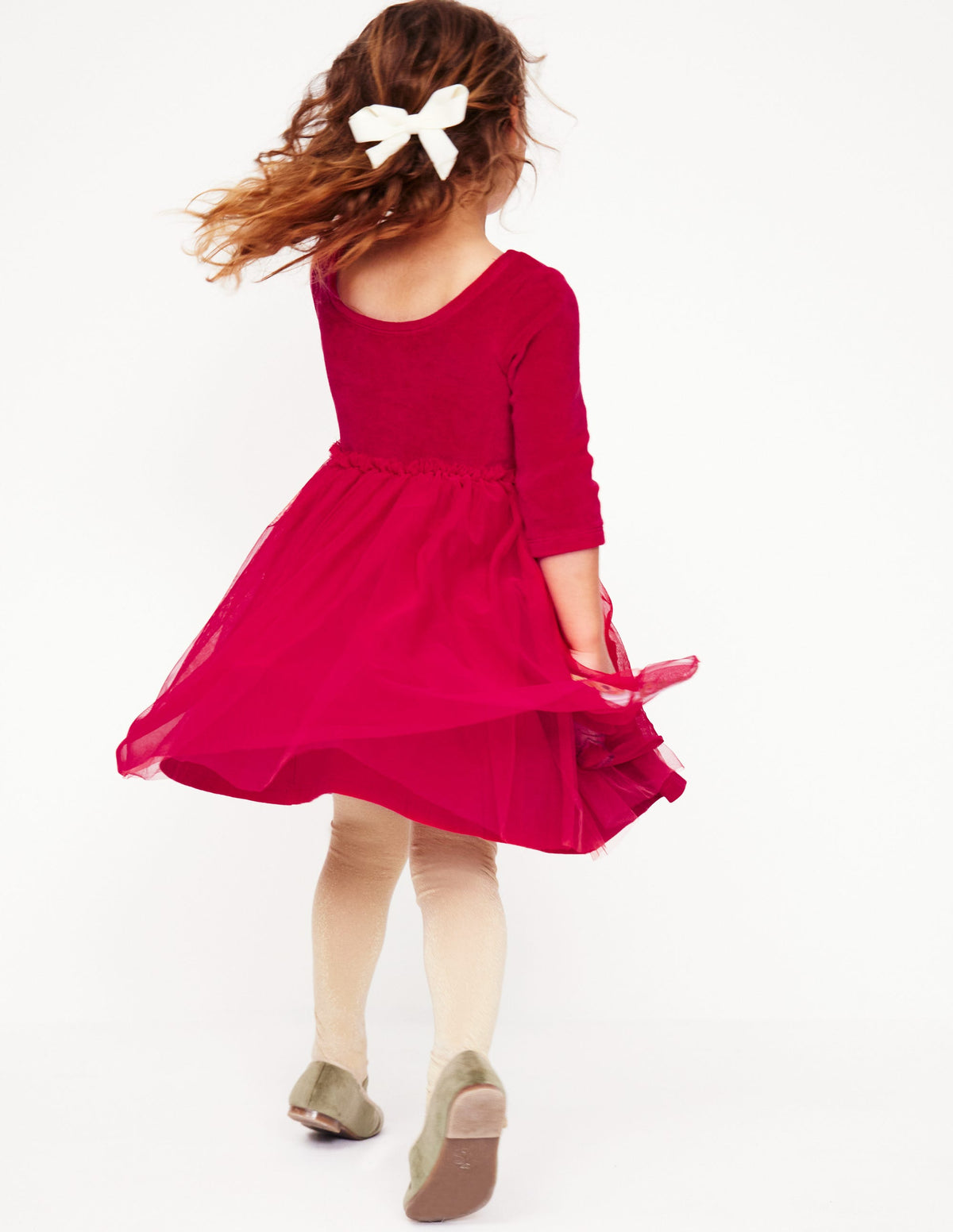 Velvet Tulle Appliqué Dress-Carmine Red Festive Dogs - Image 2