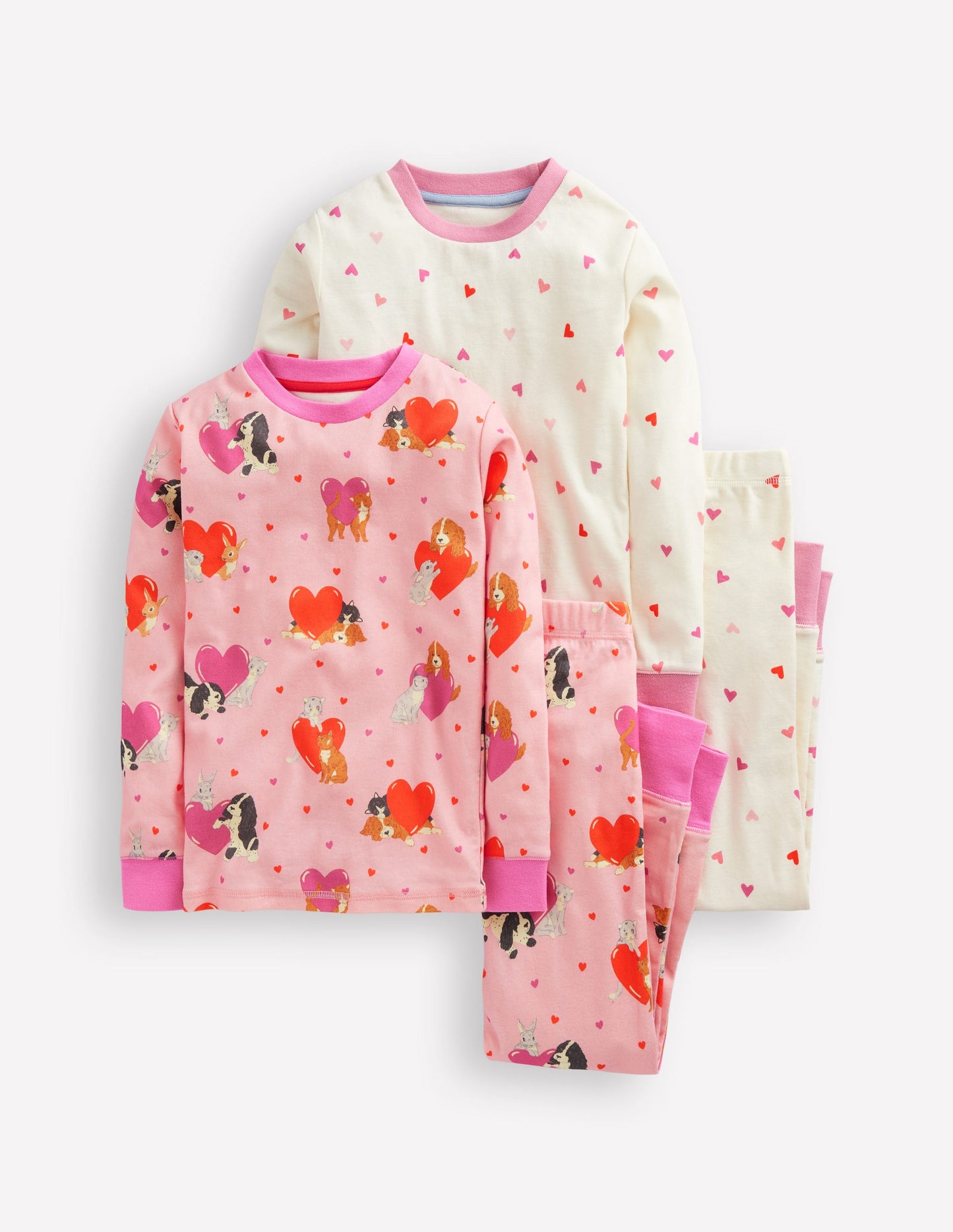 Twin Pack Snug Pyjamas-Chalk Pink Valentines