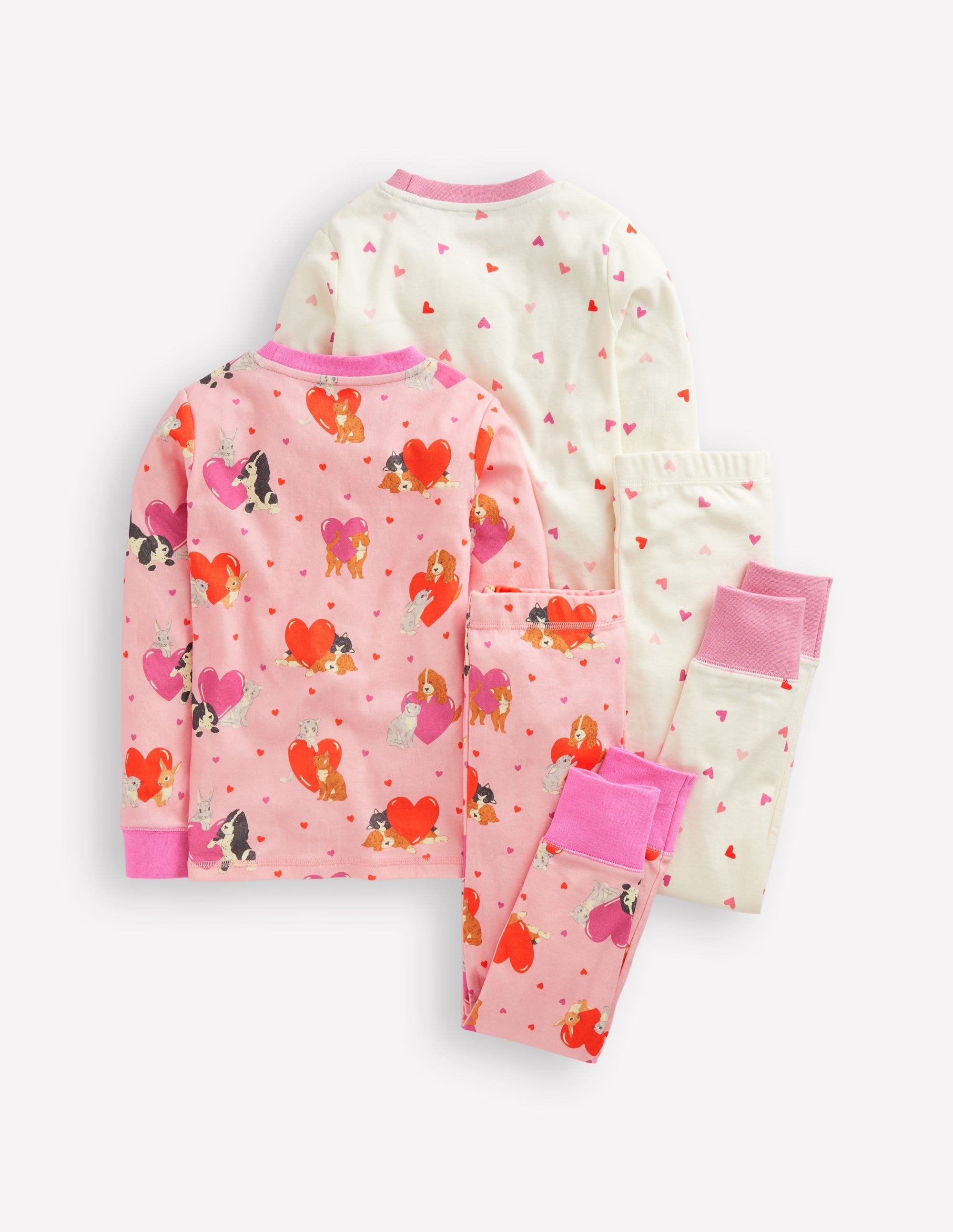Twin Pack Snug Pyjamas-Chalk Pink Valentines - Image 2