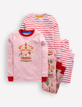 Twin Pack Snug Pyjamas-Vintage Pink Carousel