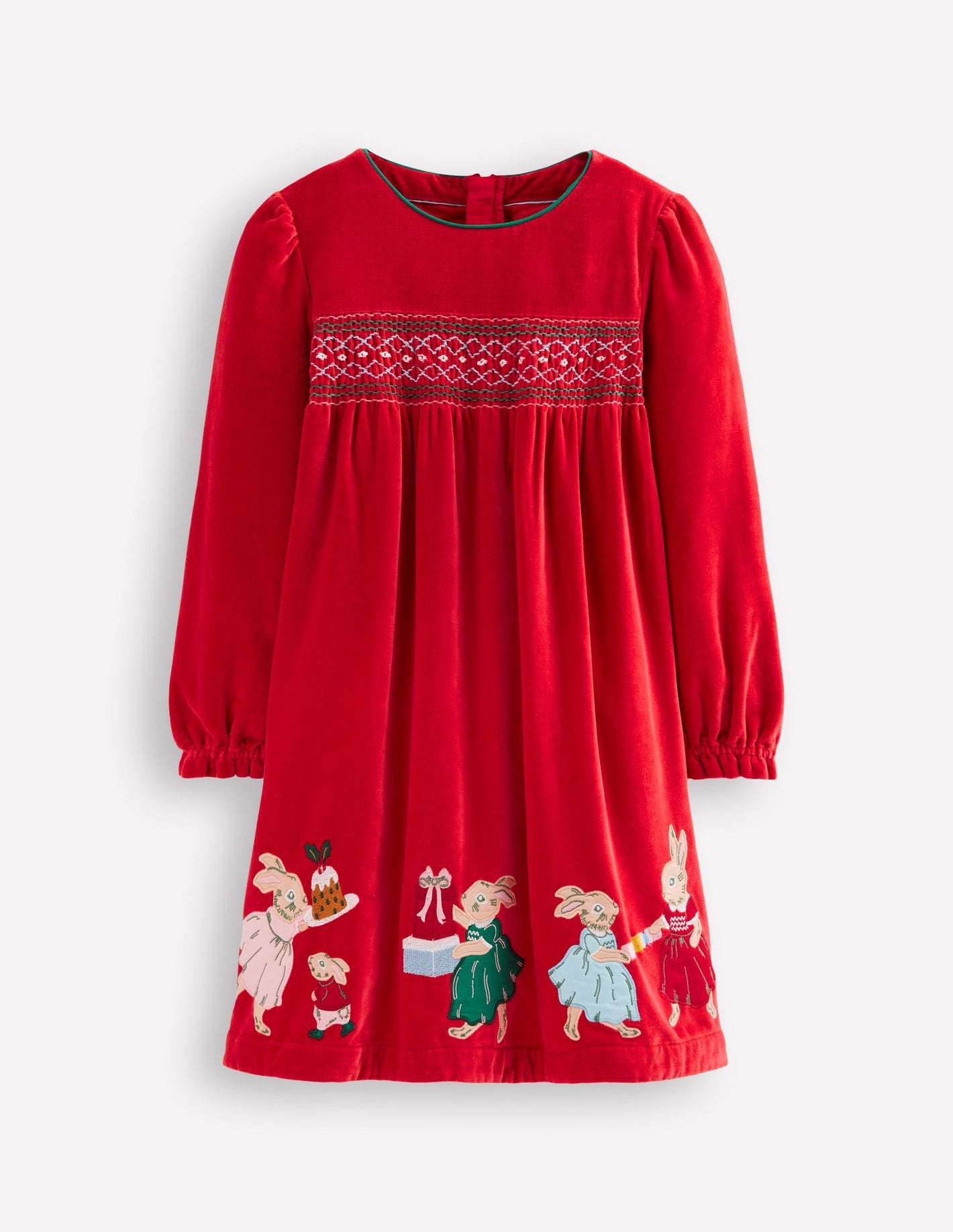 Bess Cosy Smocked Dress-Poppy Red Rabbit