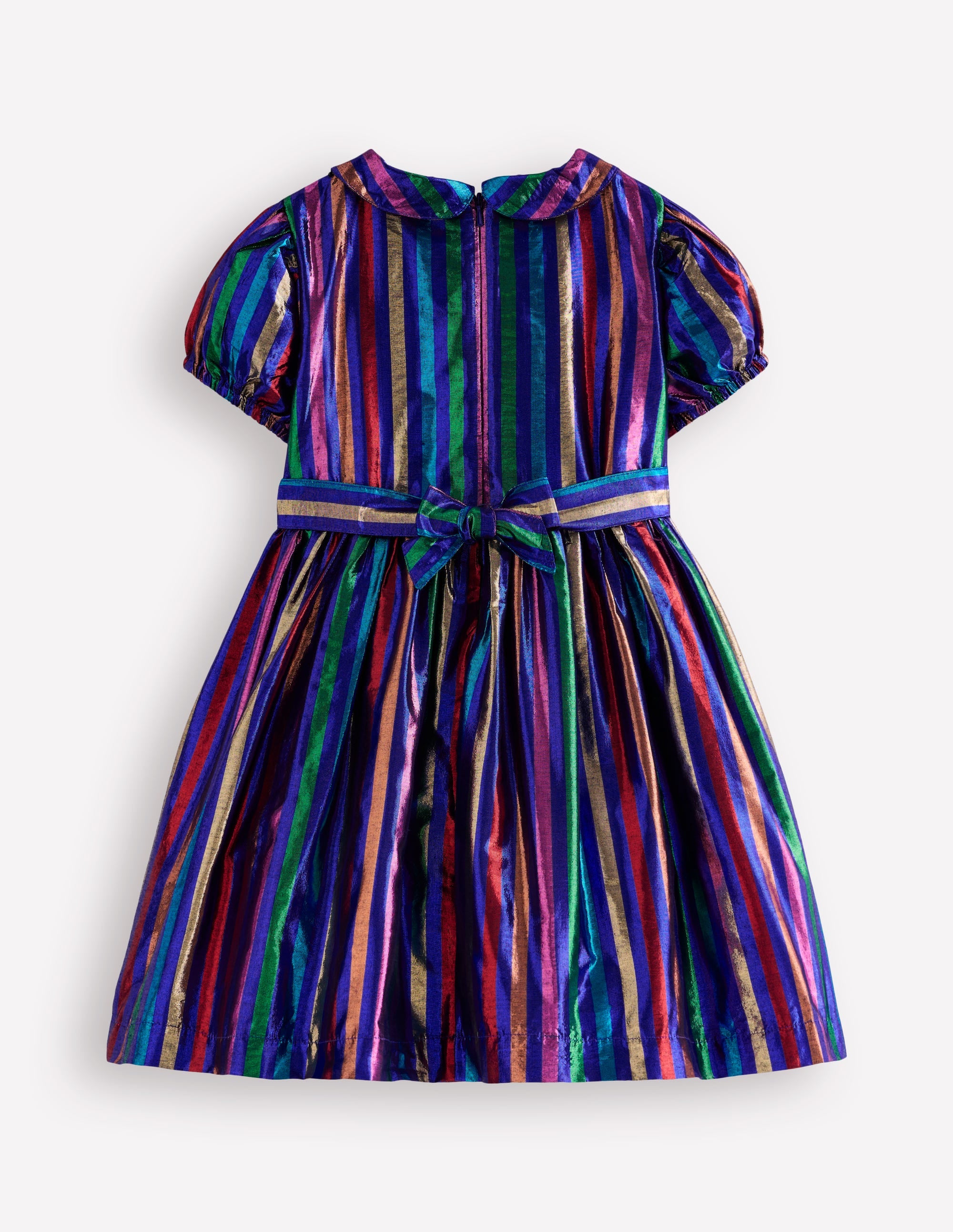Metallic Smocked Party Dress-Multi Lurex Stripe - Image 2