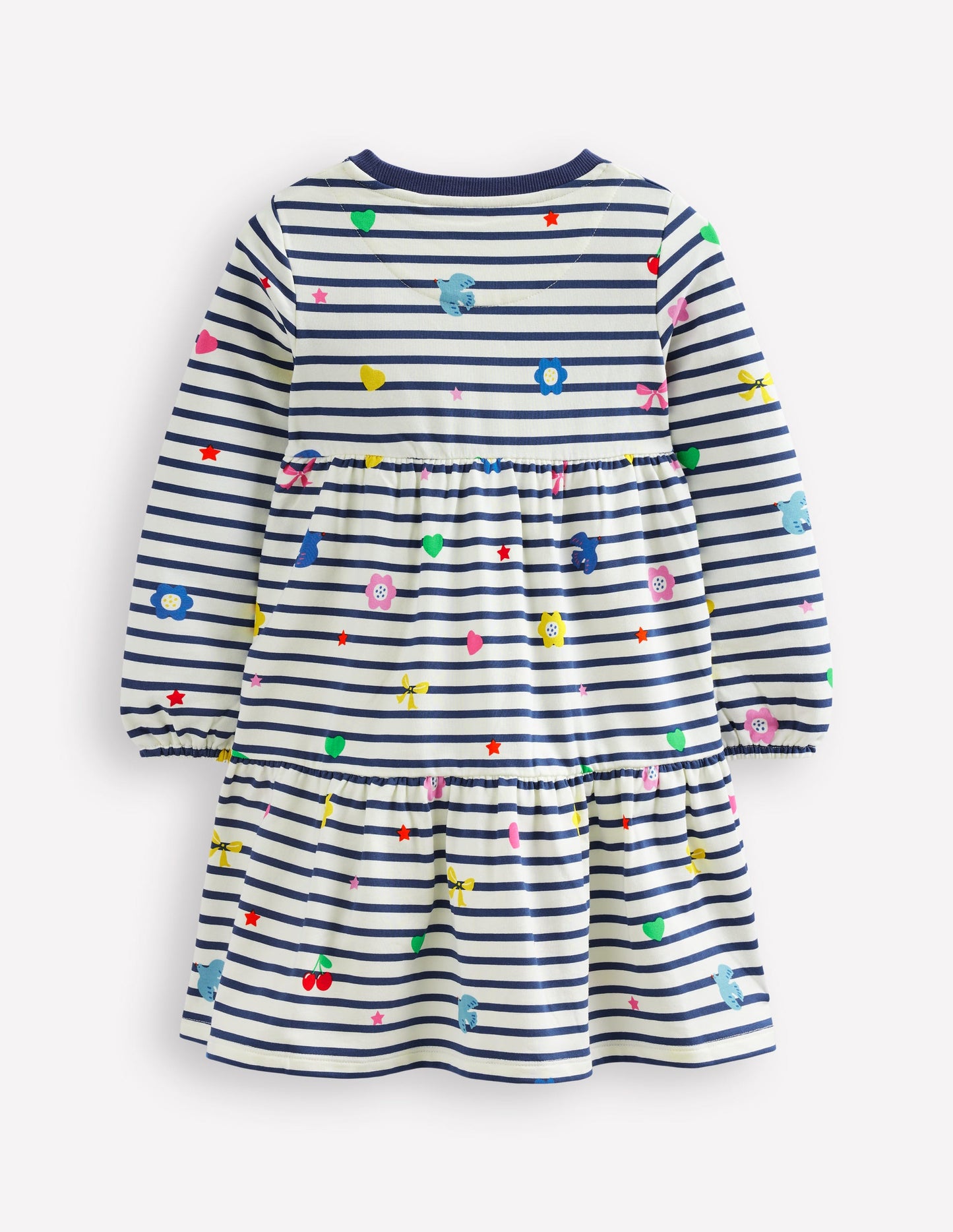 Tiered Sweatshirt Dress -Navy/ Ivory Stripe