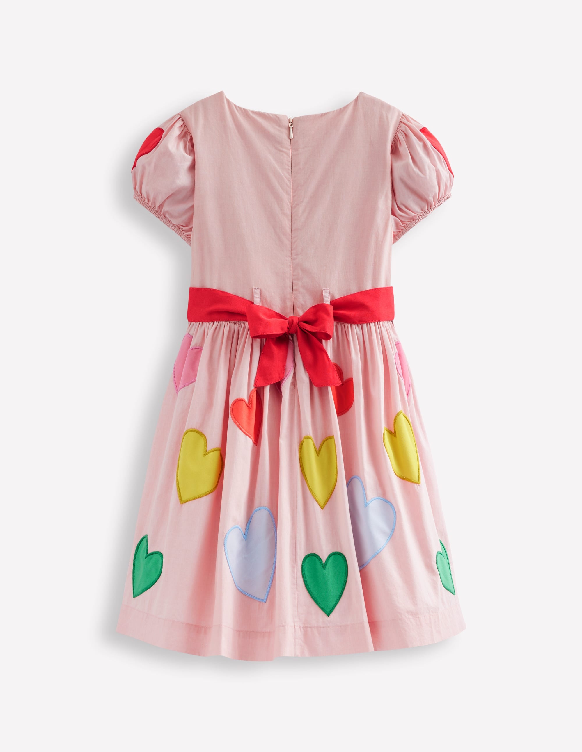 Puff Sleeve Heart Dress-Light Pink Hearts - Image 2