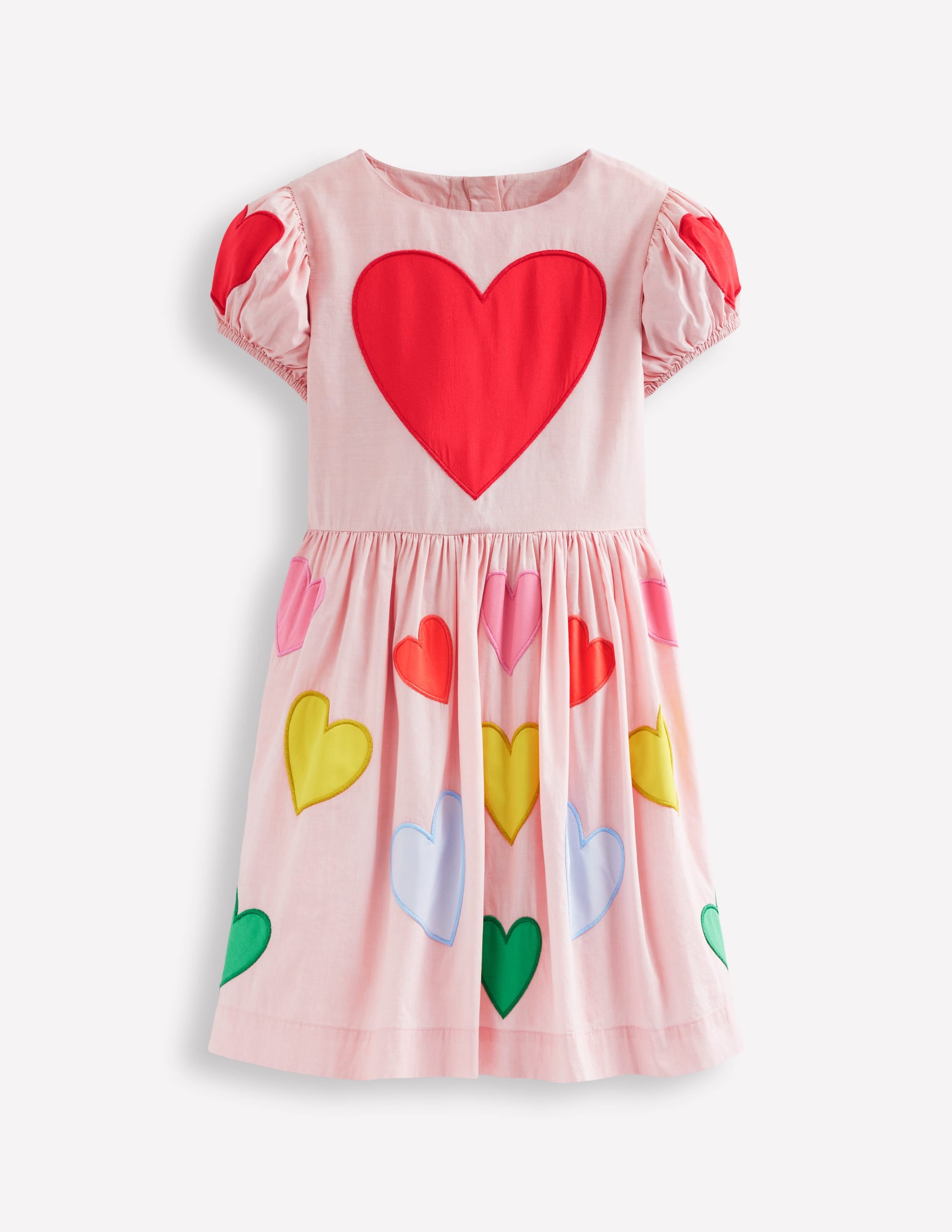 Puff Sleeve Heart Dress-Light Pink Hearts - Image 1