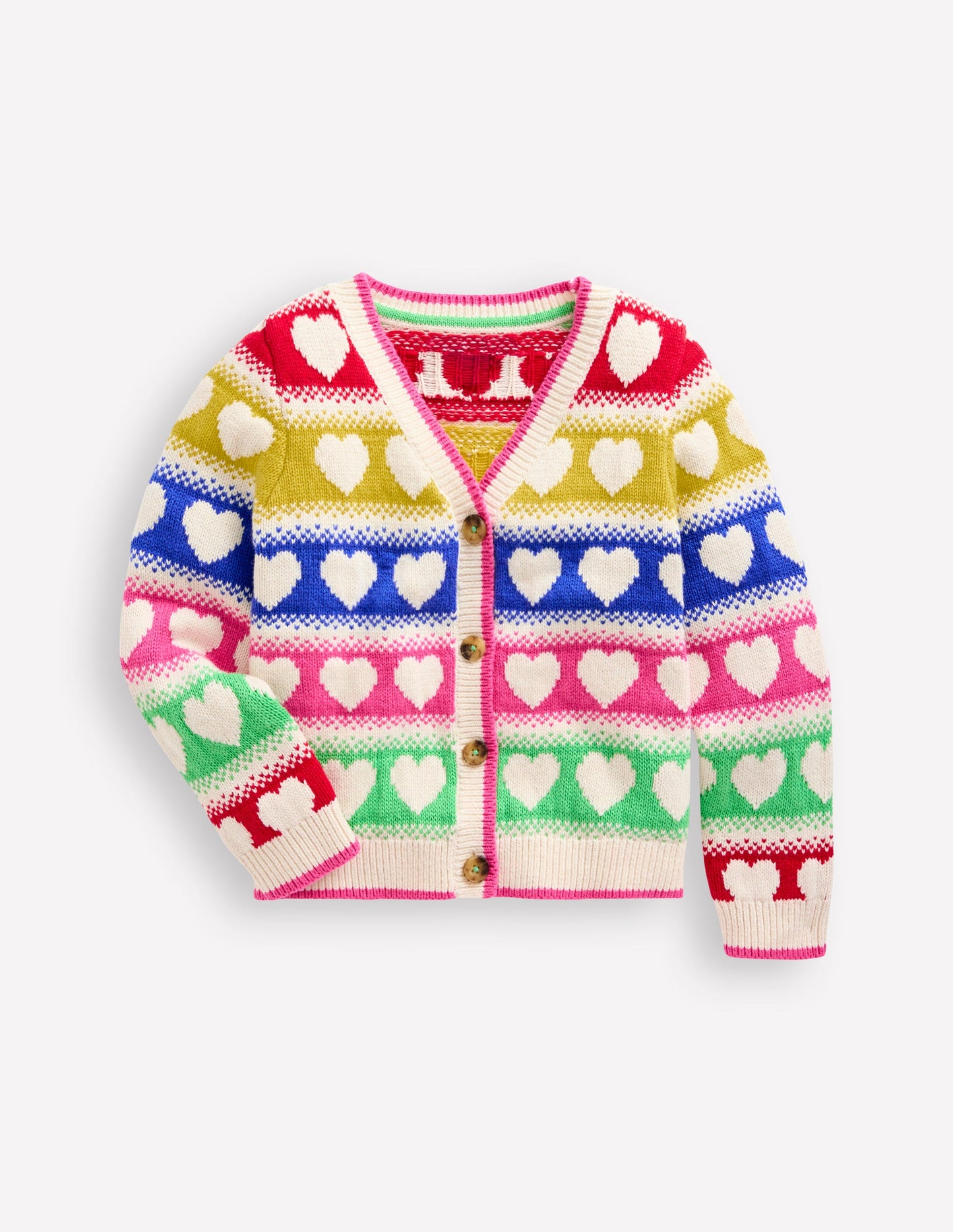 Flora Fun V-Neck Cardigan-Rainbow Hearts