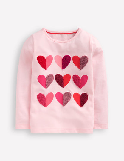 Long Sleeve Boucle T-shirt-Chalk Pink Hearts