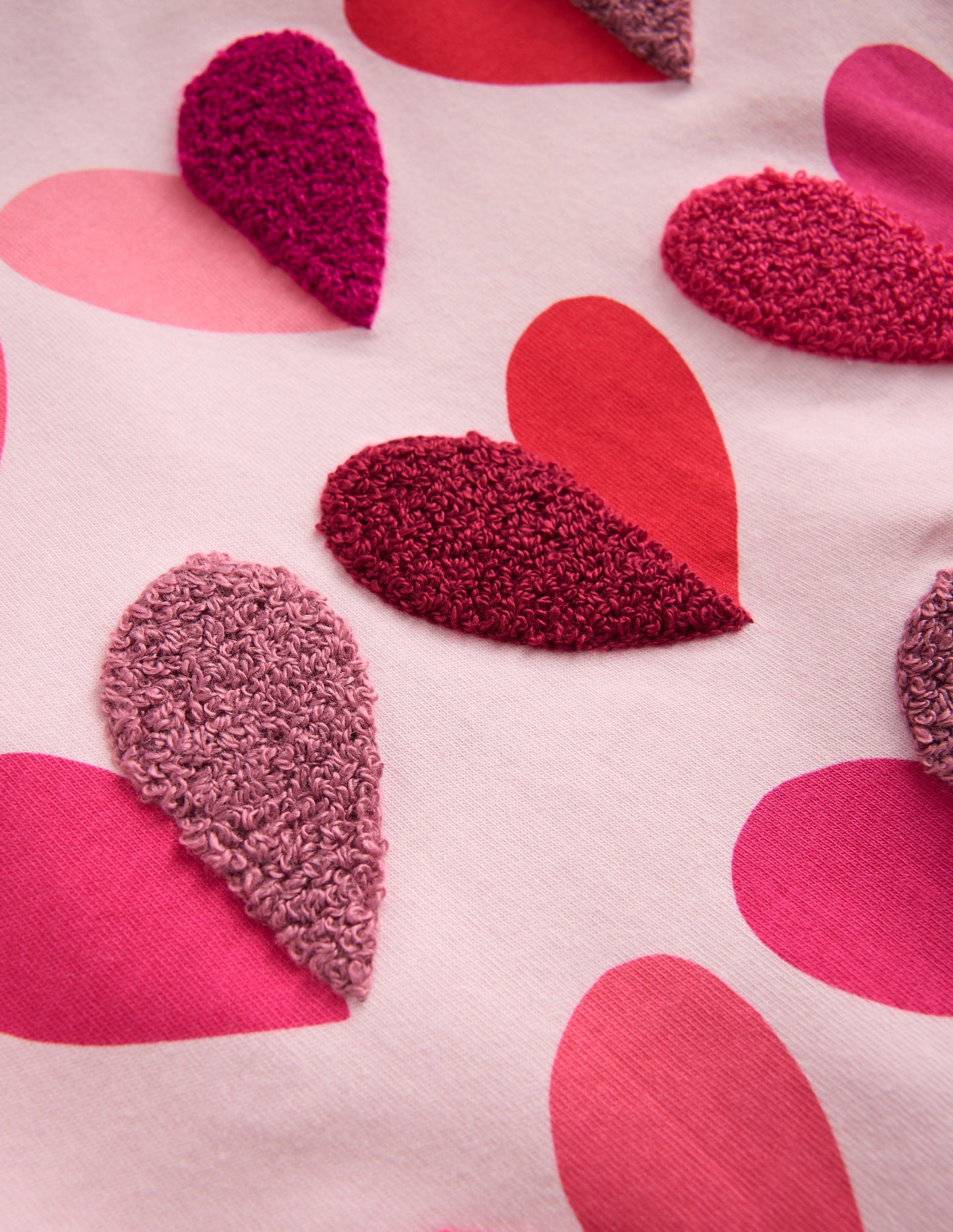 Long Sleeve Boucle T-shirt-Chalk Pink Hearts