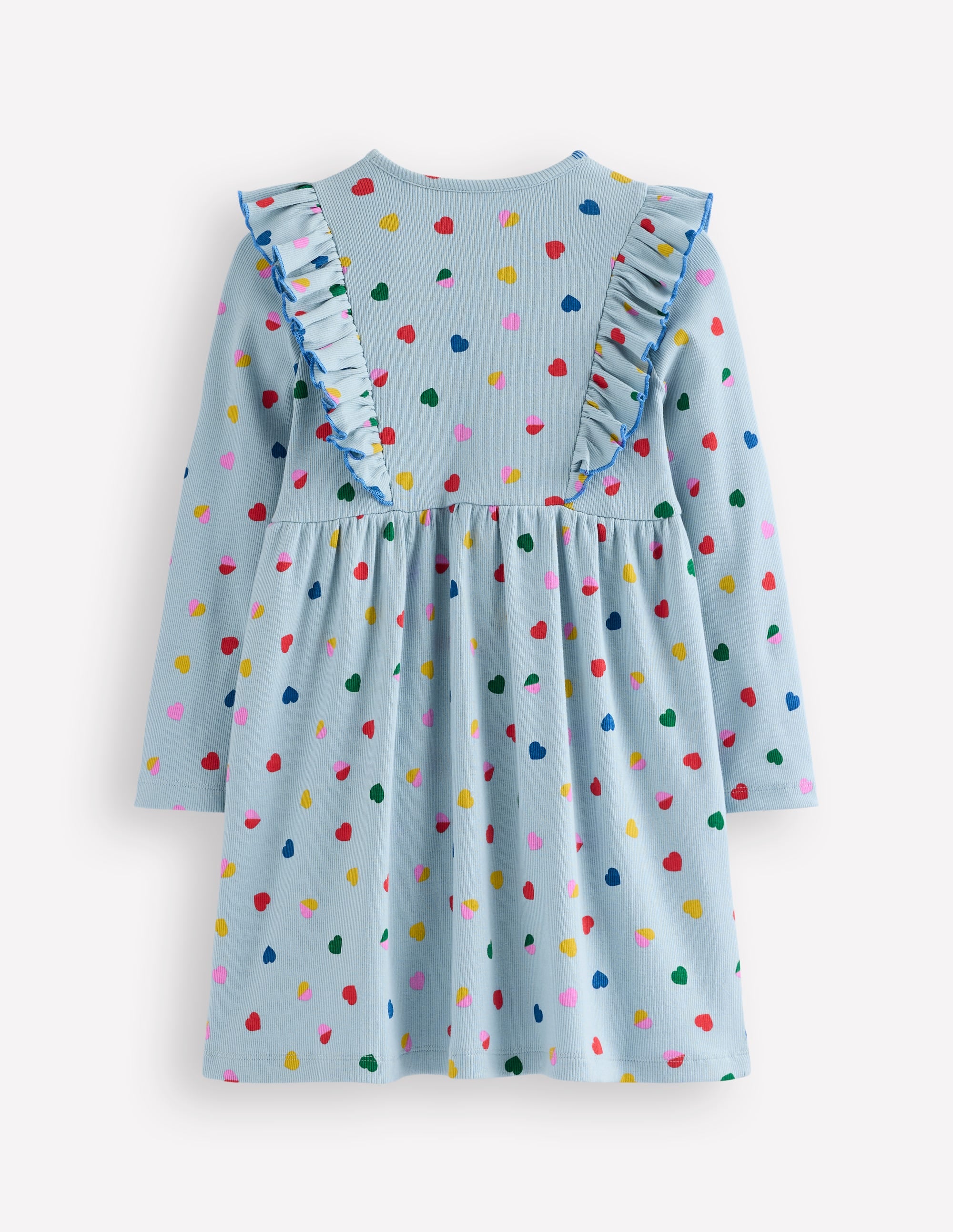Ruffle Rib Jersey Dress-Vintage Blue Confetti Heart - Image 2