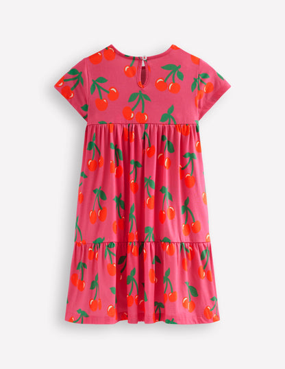 Ariel Twirly Jersey Dress-Sorbet Pink Cherries