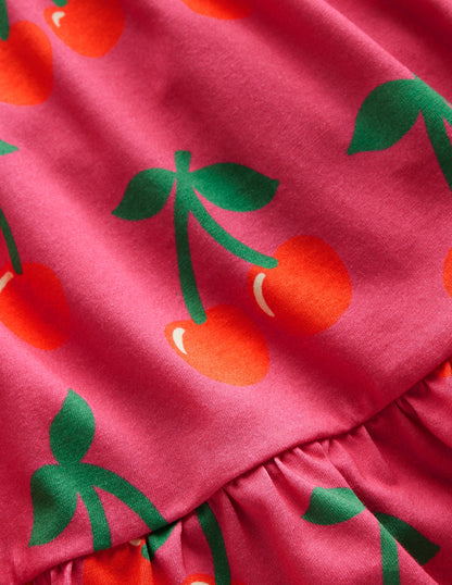 Ariel Twirly Jersey Dress-Sorbet Pink Cherries