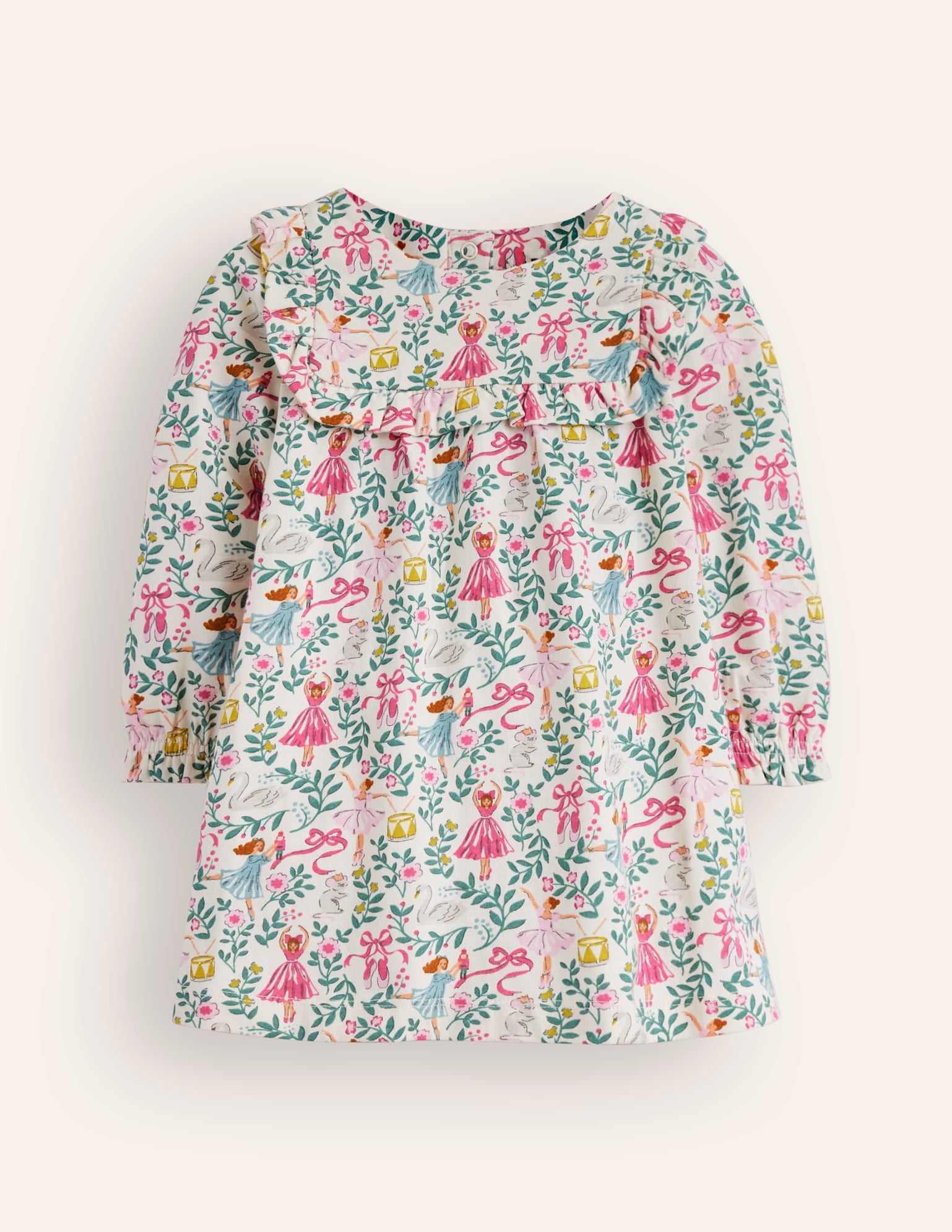 Jersey Ruffle Dress-Ivory Ballet Toile - Image 1