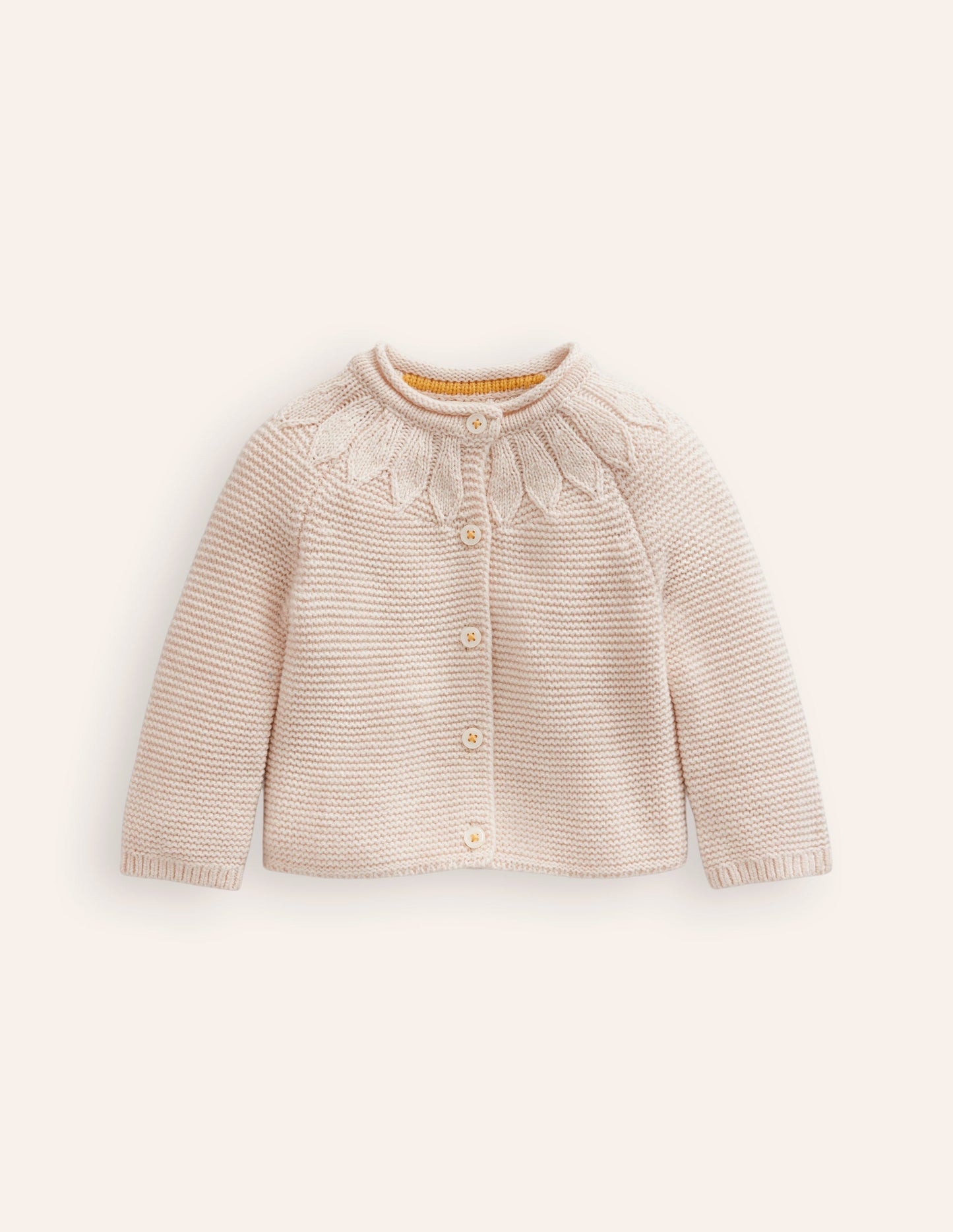 Pointelle Yoke Cardigan-Ivory