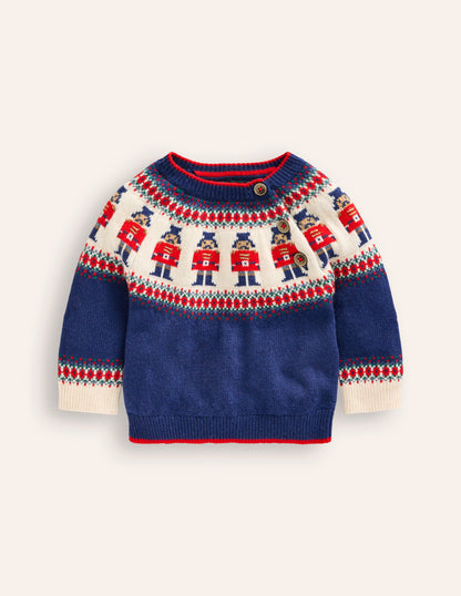 Fair Isle Jumper-Sapphire Blue Nutcracker