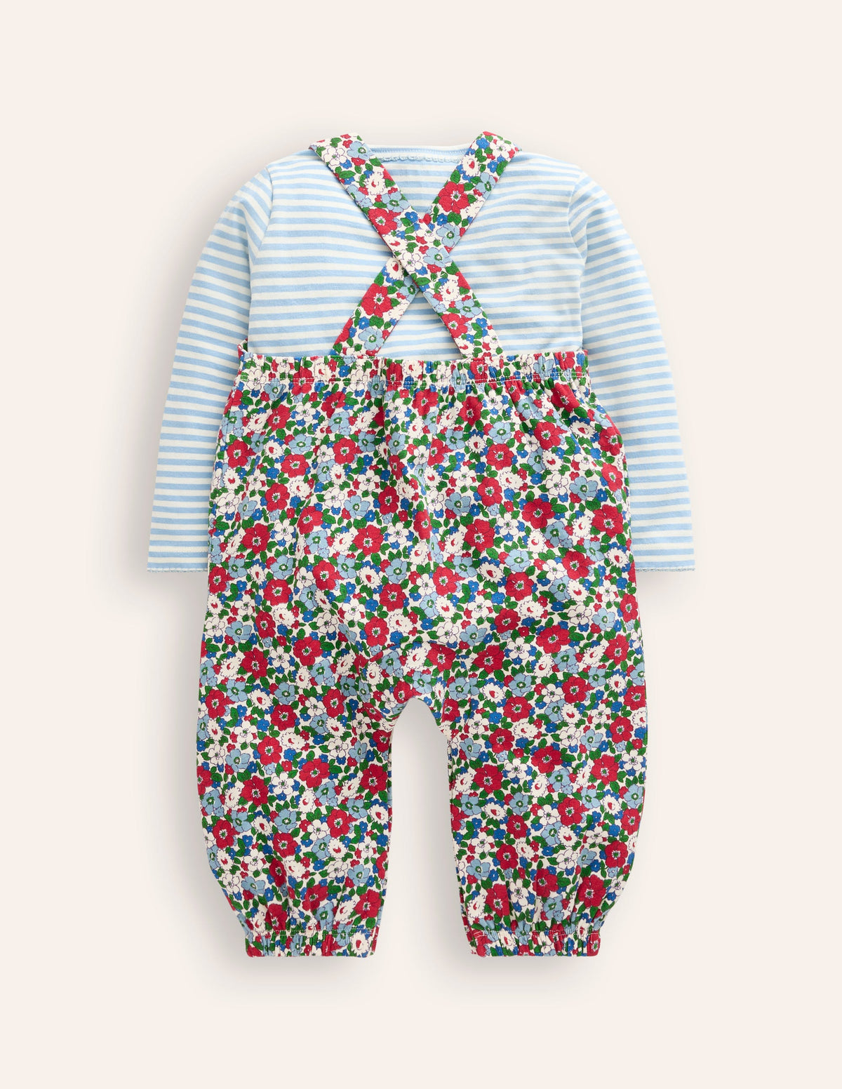 Jersey Dungaree Set-Glacier Blue Floral - Image 2
