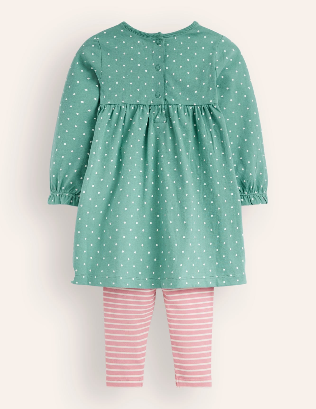 Jersey Dress and Legging Set-Eucalyptus Pin Spot / Blush - Image 2