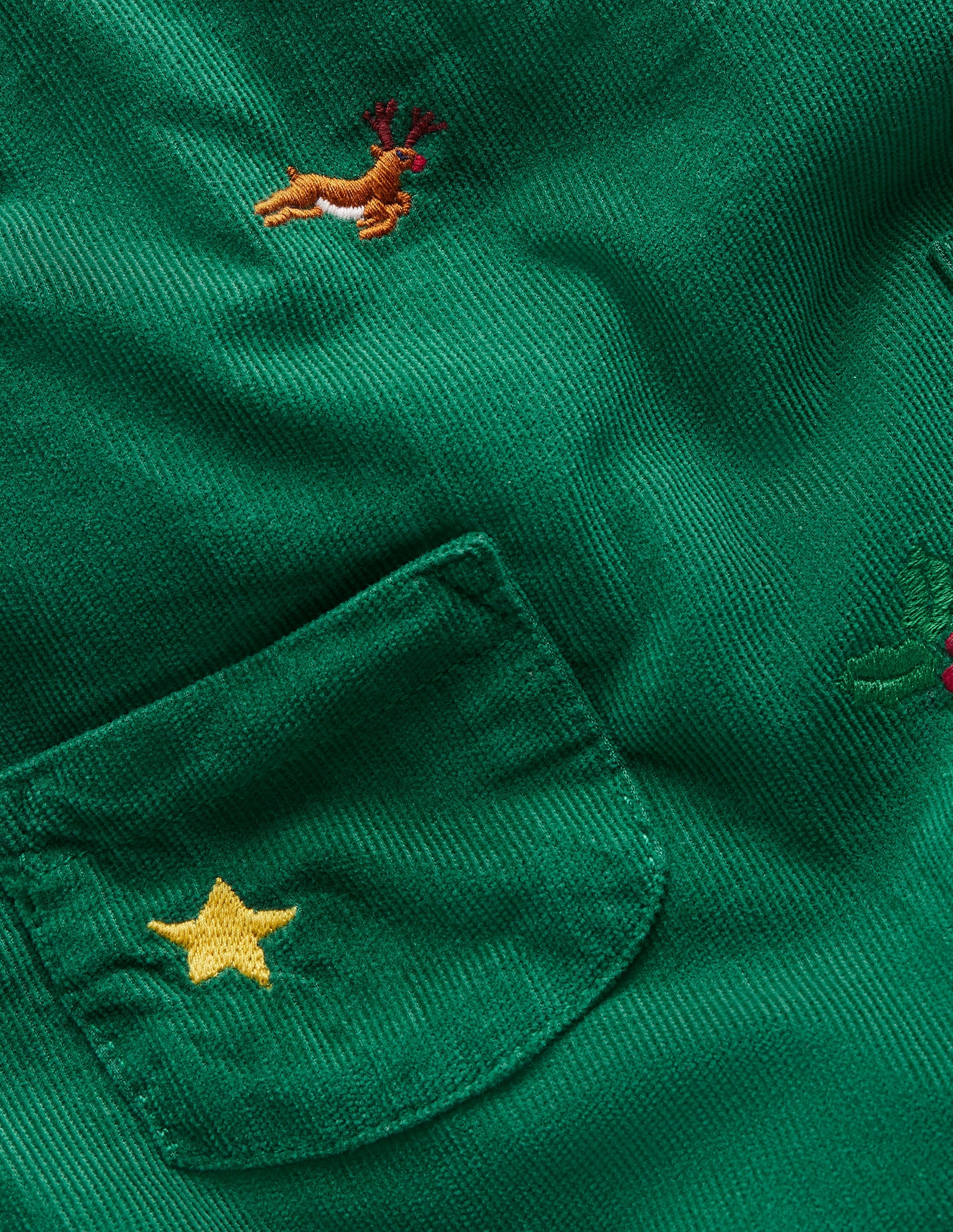 Cord Novelty Dungaree Set-Jewel Green Embroidery - Image 3