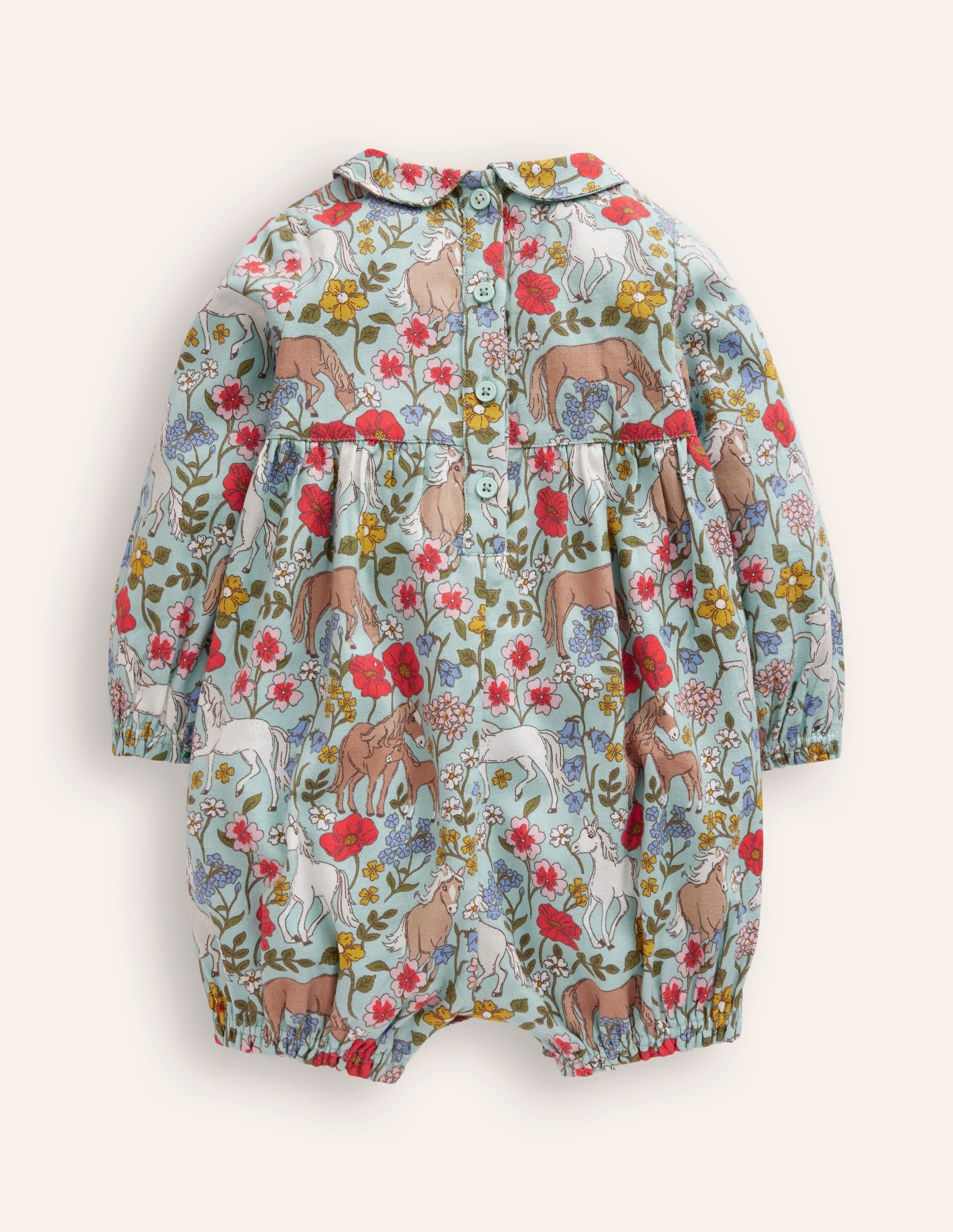 Smocked Romper-Blue Pony Floral - Image 2