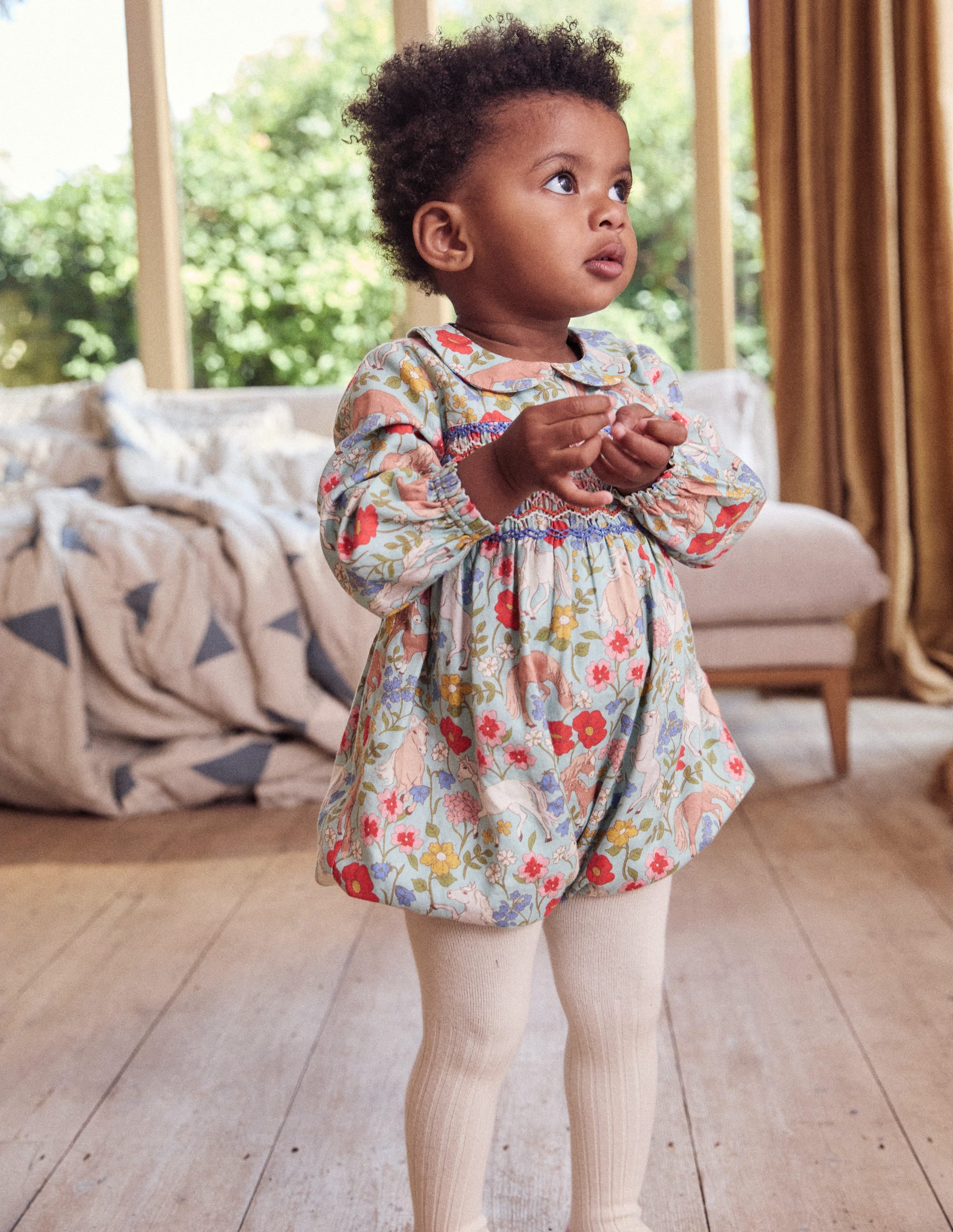 Smocked Romper-Blue Pony Floral - Image 4