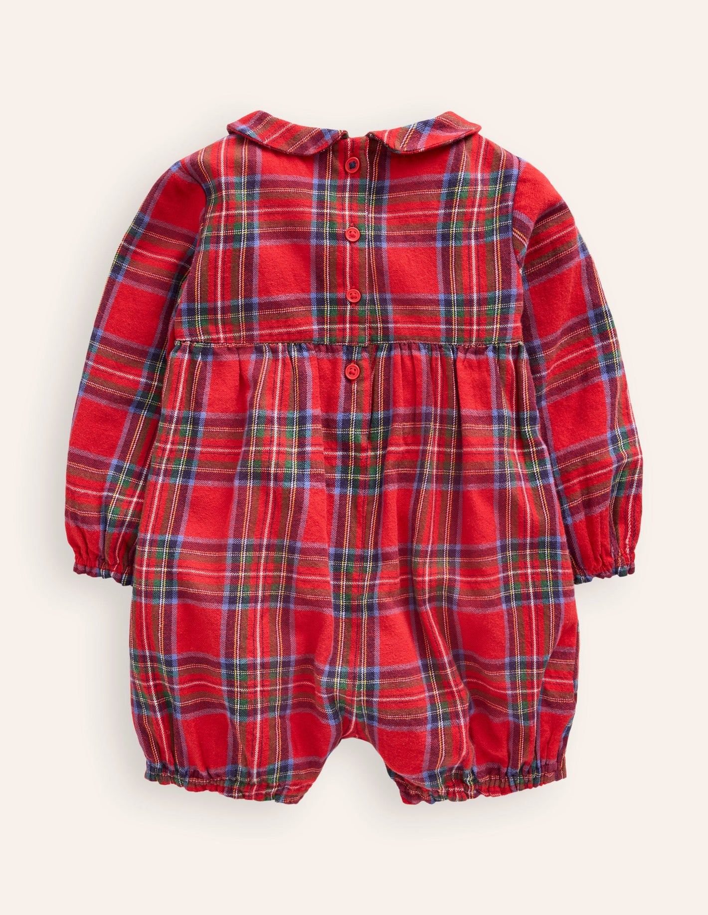 Smocked Romper-Red and Blue Check