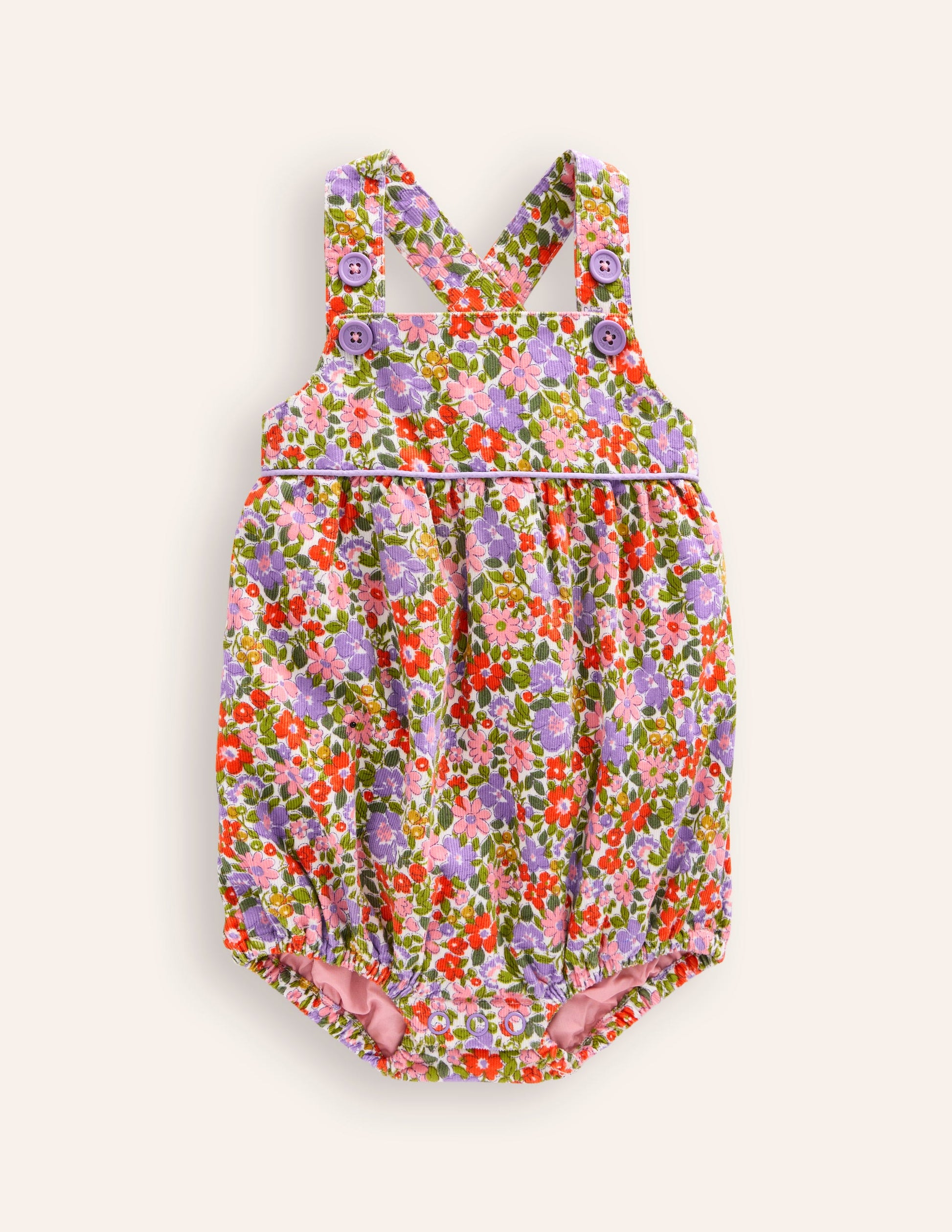 Floral Cord Romper-Multi Flowerbed-1