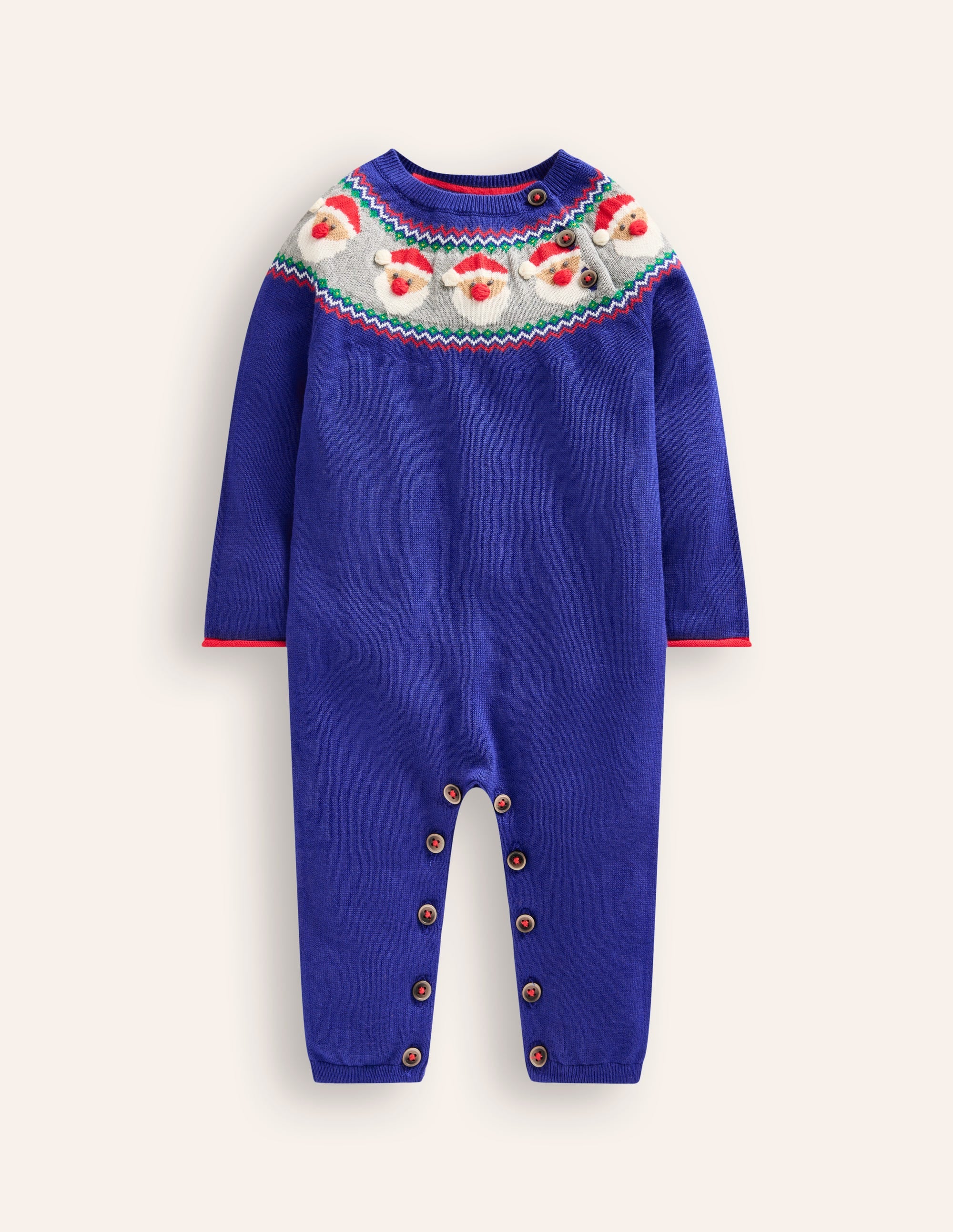 Fair Isle Knitted Romper-Starboard Blue Fair Isle - Image 1