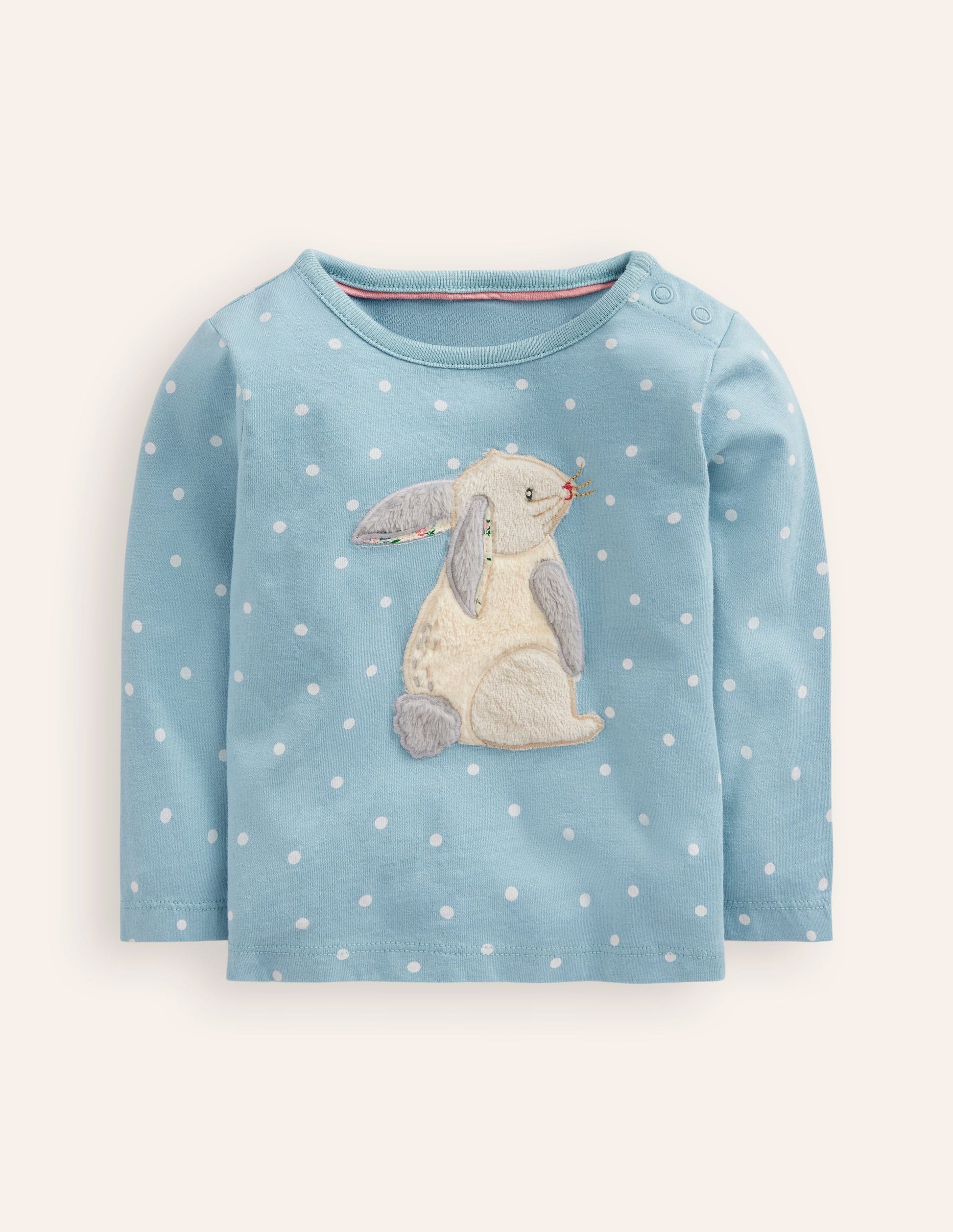 Animal Applique T-shirt-Soft Blue Bunny-1