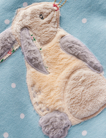 Animal Applique T-shirt-Soft Blue Bunny-3