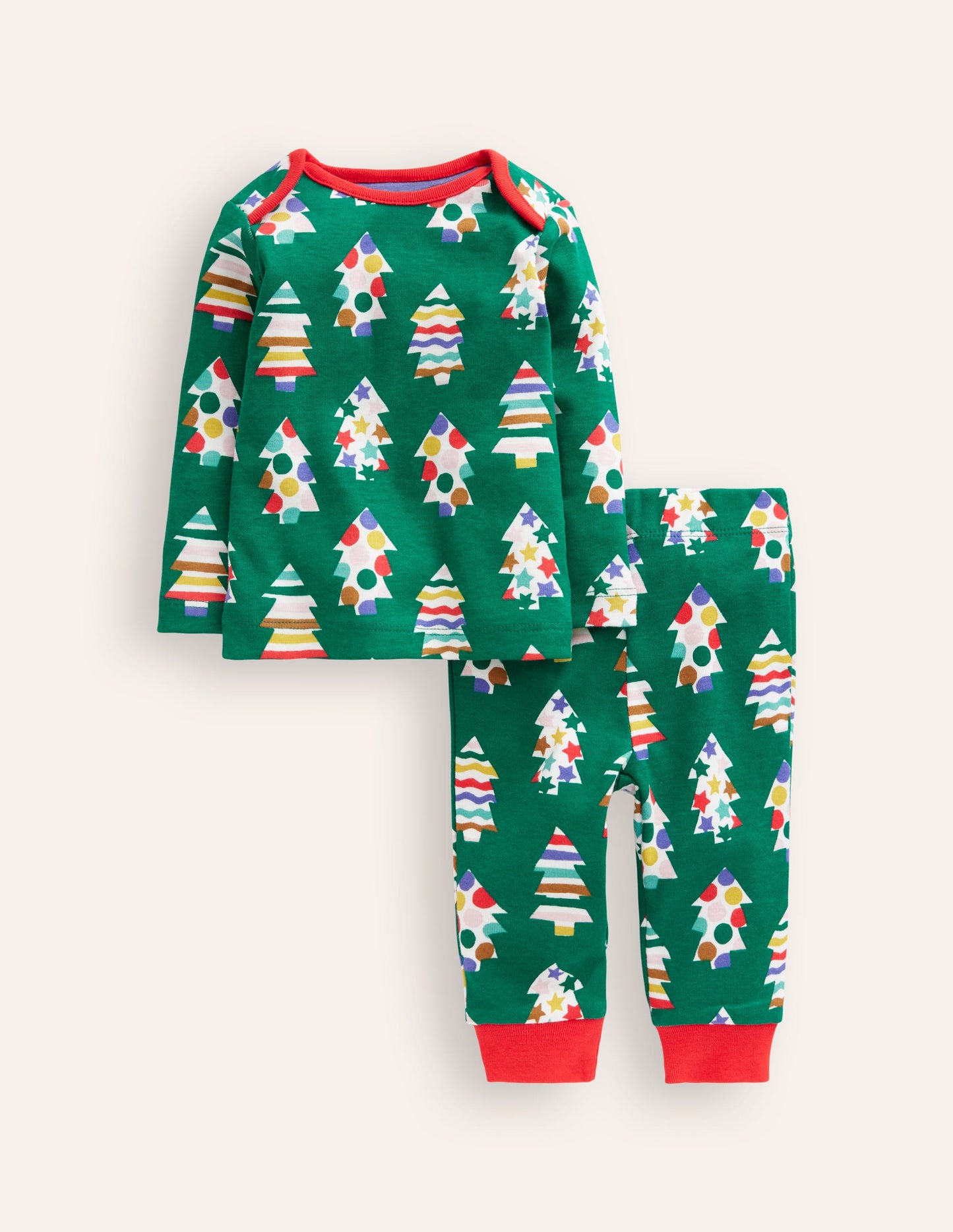 Snug Single Long John Pyjamas-Jewel Green Trees