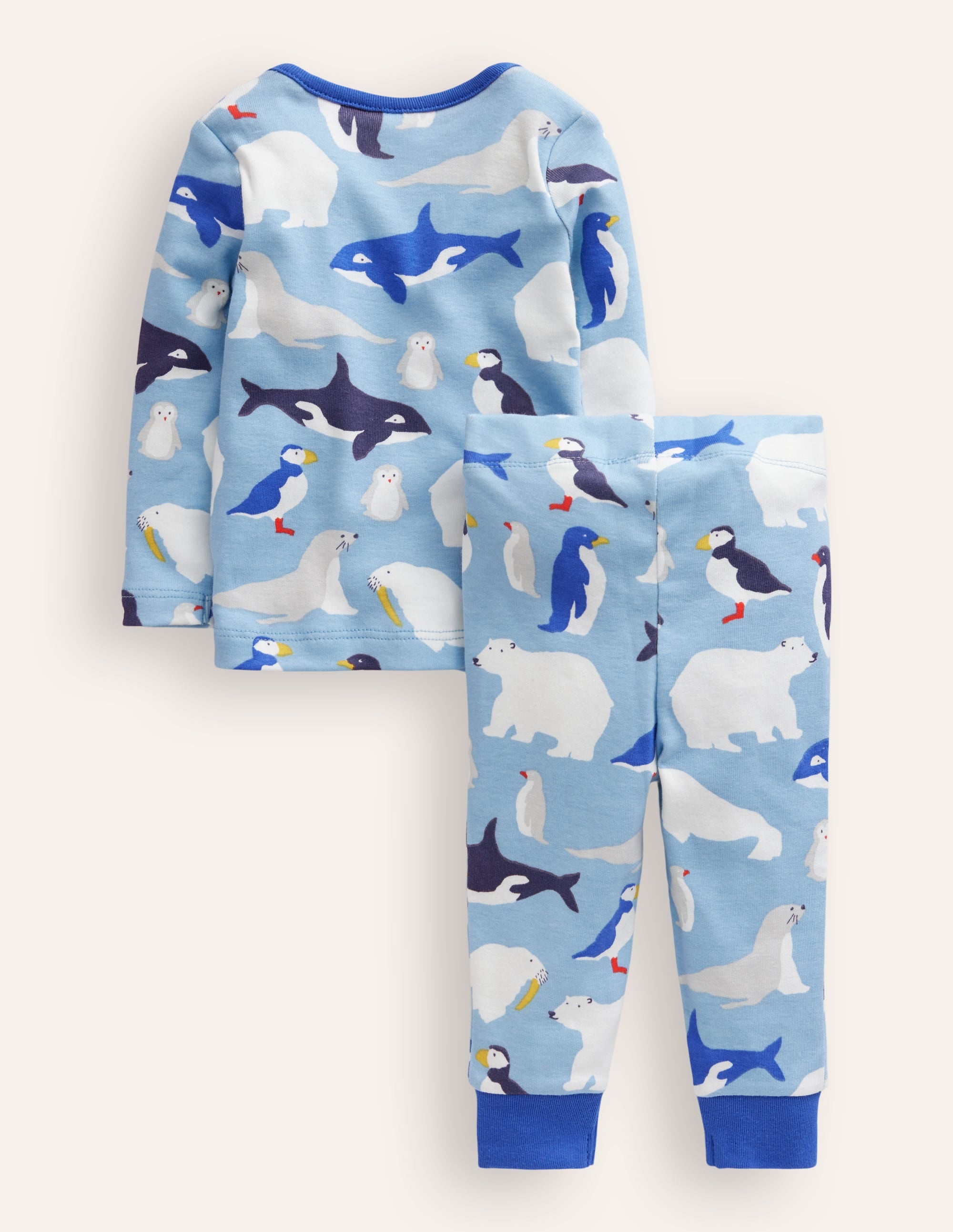 Snug Single Long John Pyjamas-Glacier Blue Arctic Animals - Image 2