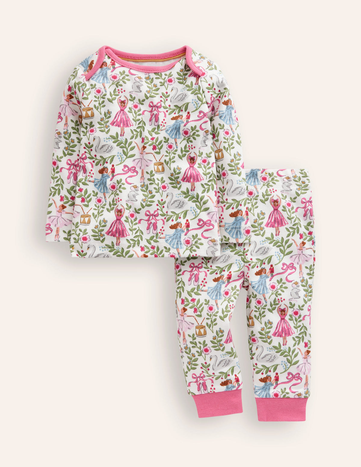 Snug Long John Pyjamas-Ivory Ballet Toile - Image 1